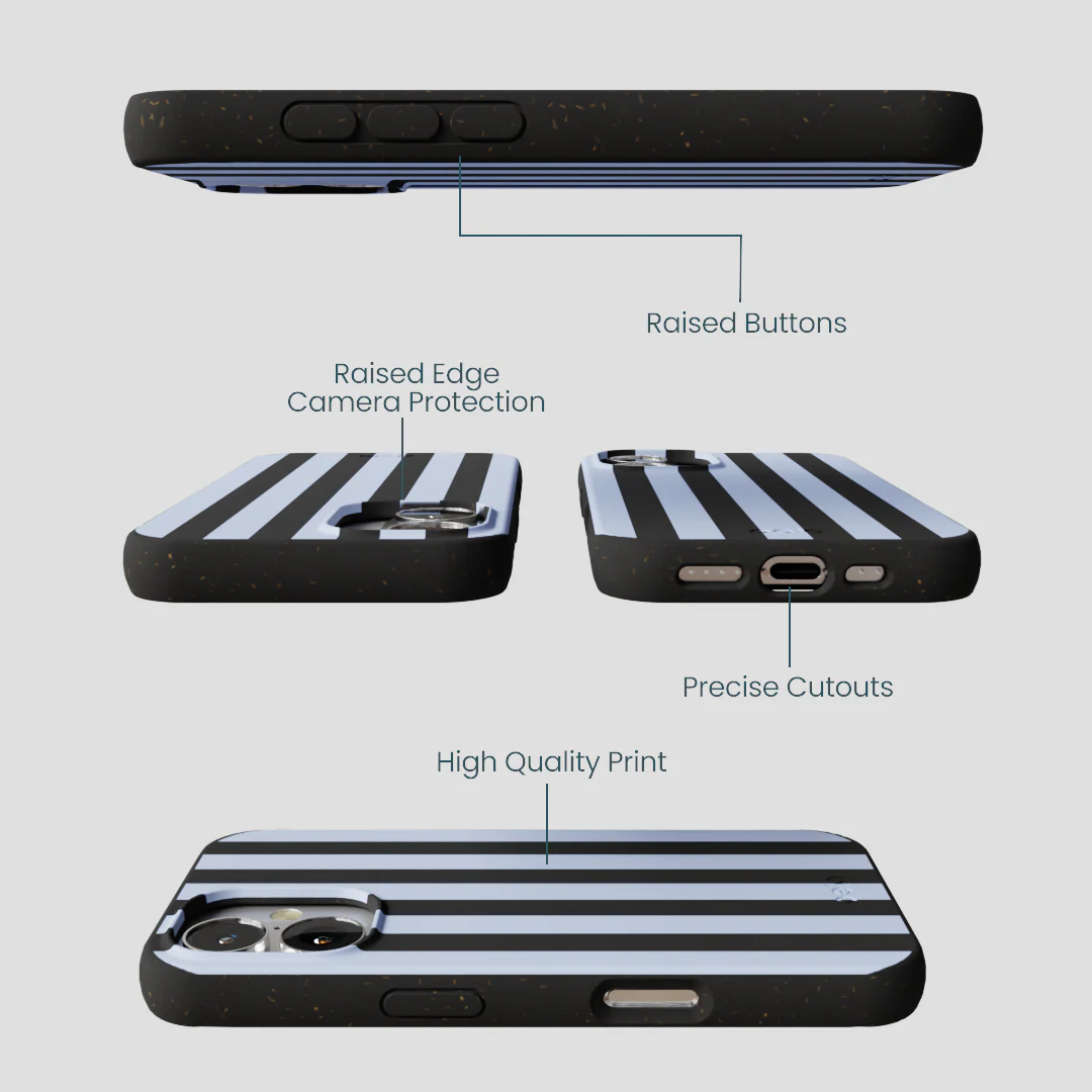 Black Ice Blue Stripes iPhone 16 Case - Image 3
