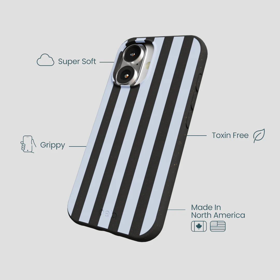 Black Ice Blue Stripes iPhone 16 Case - Image 4