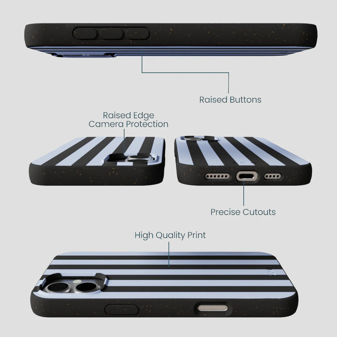 Black Ice Blue Stripes iPhone 16 Plus Case - Image 3