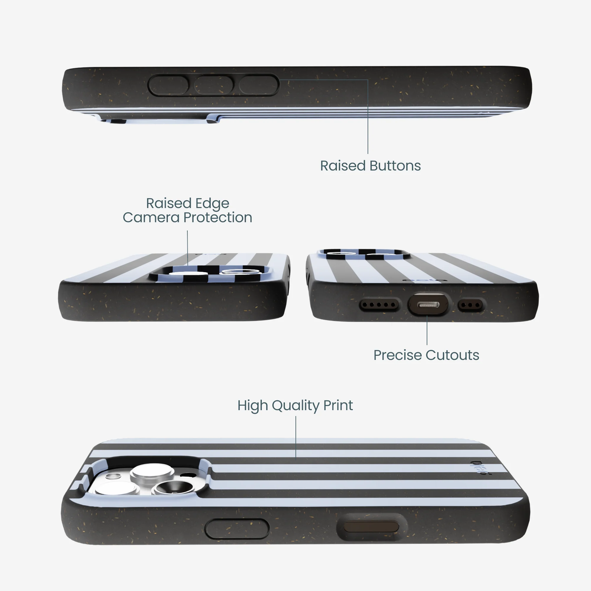 Black Ice Blue Stripes iPhone 16 Pro Max Case - Image 3
