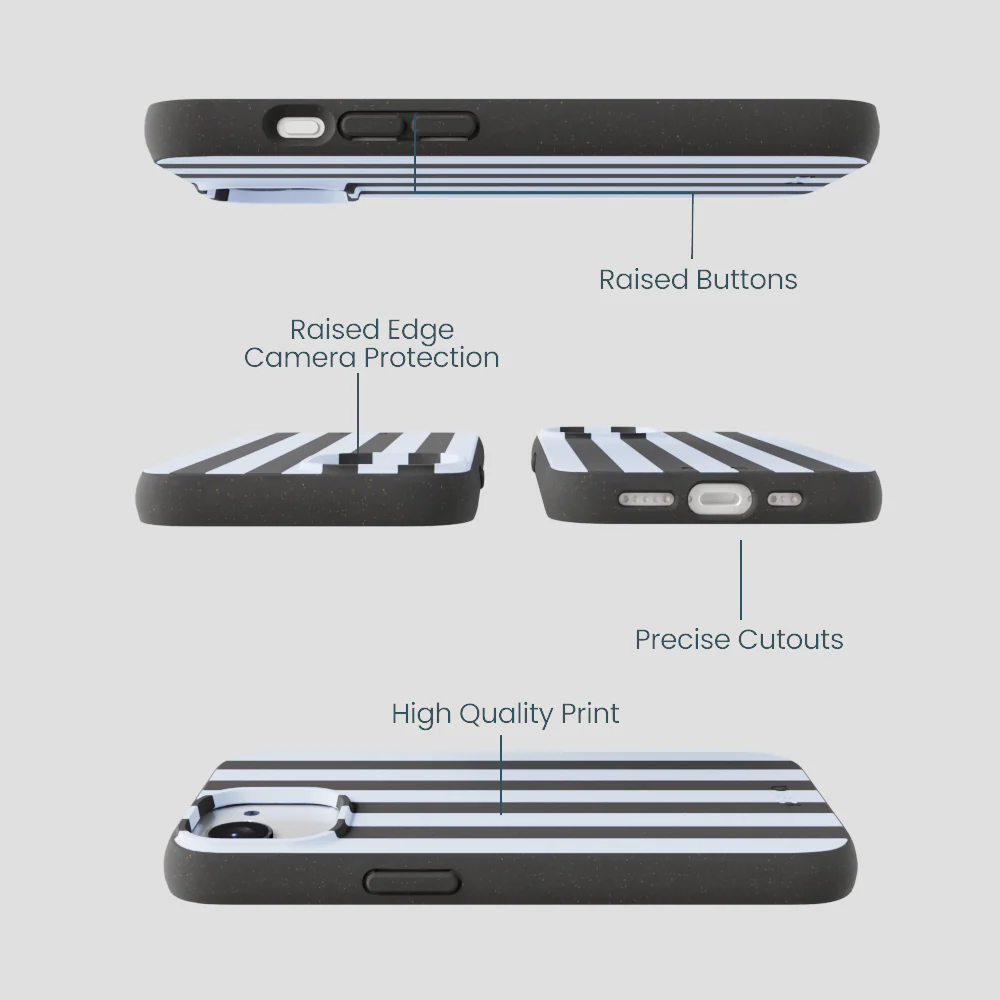 Black Ice Blue Stripes iPhone 16e/17e Case - Image 3