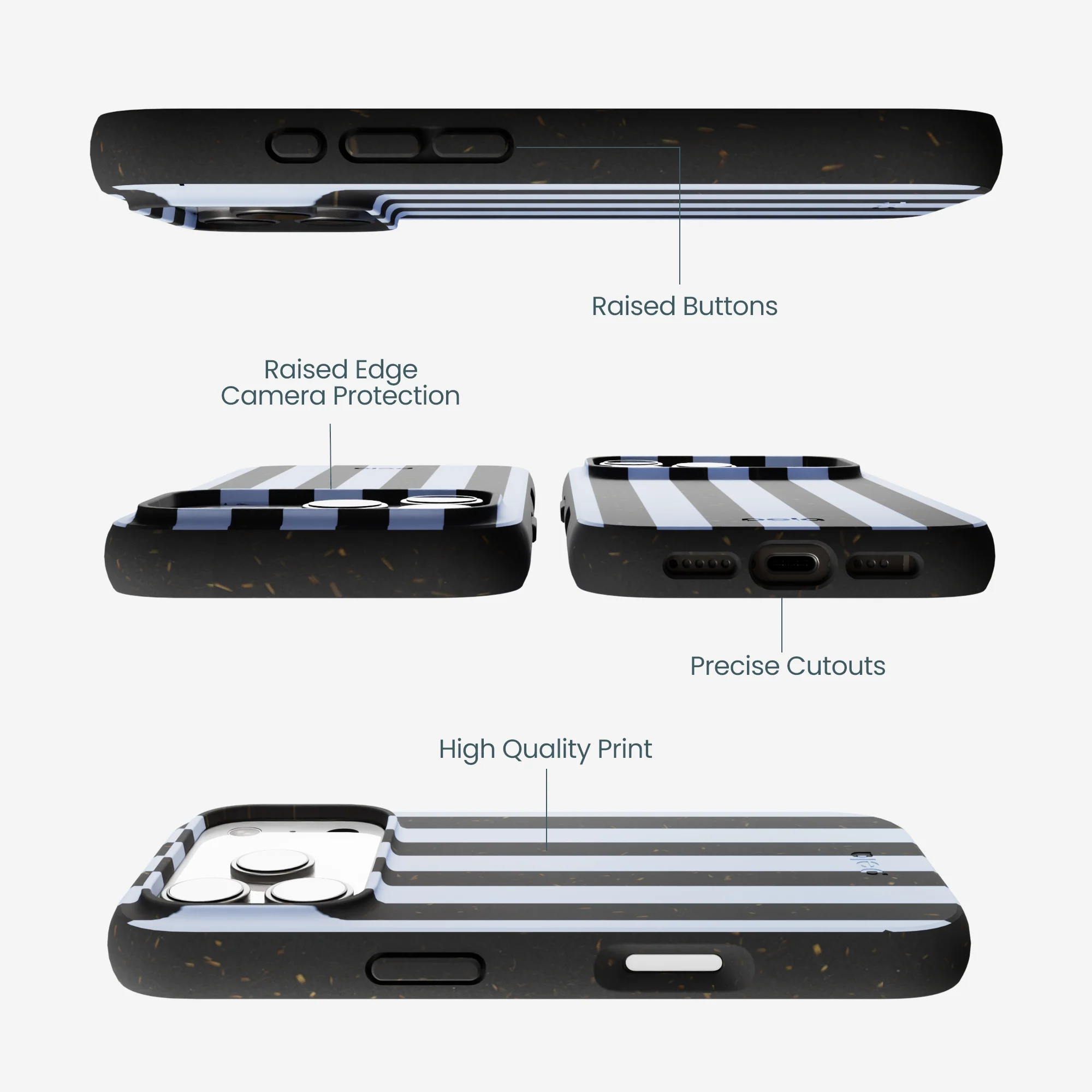 Black Ice Blue Stripes iPhone 17 Pro Case - Image 3