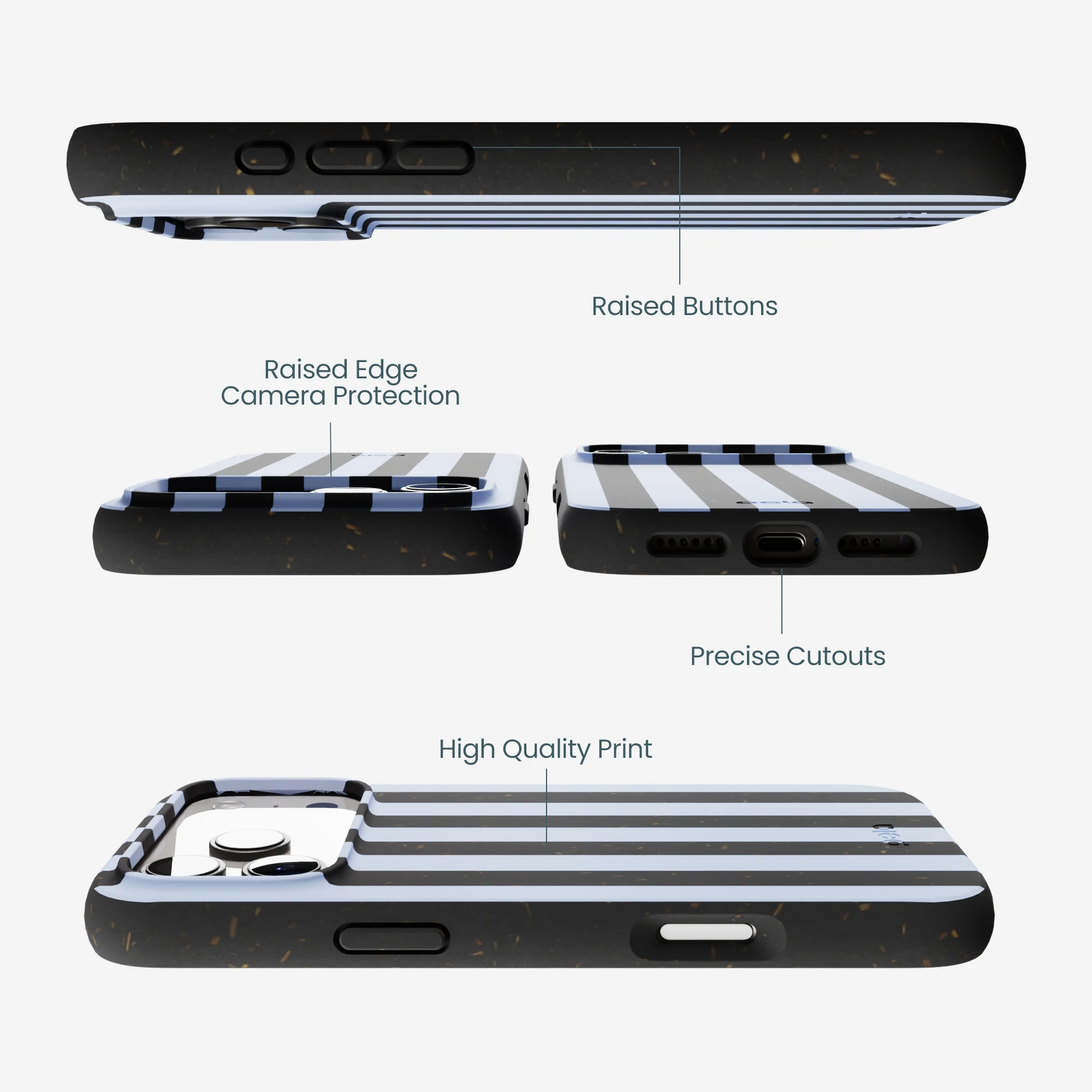 Black Ice Blue Stripes iPhone 17 Pro Max Case - Image 3