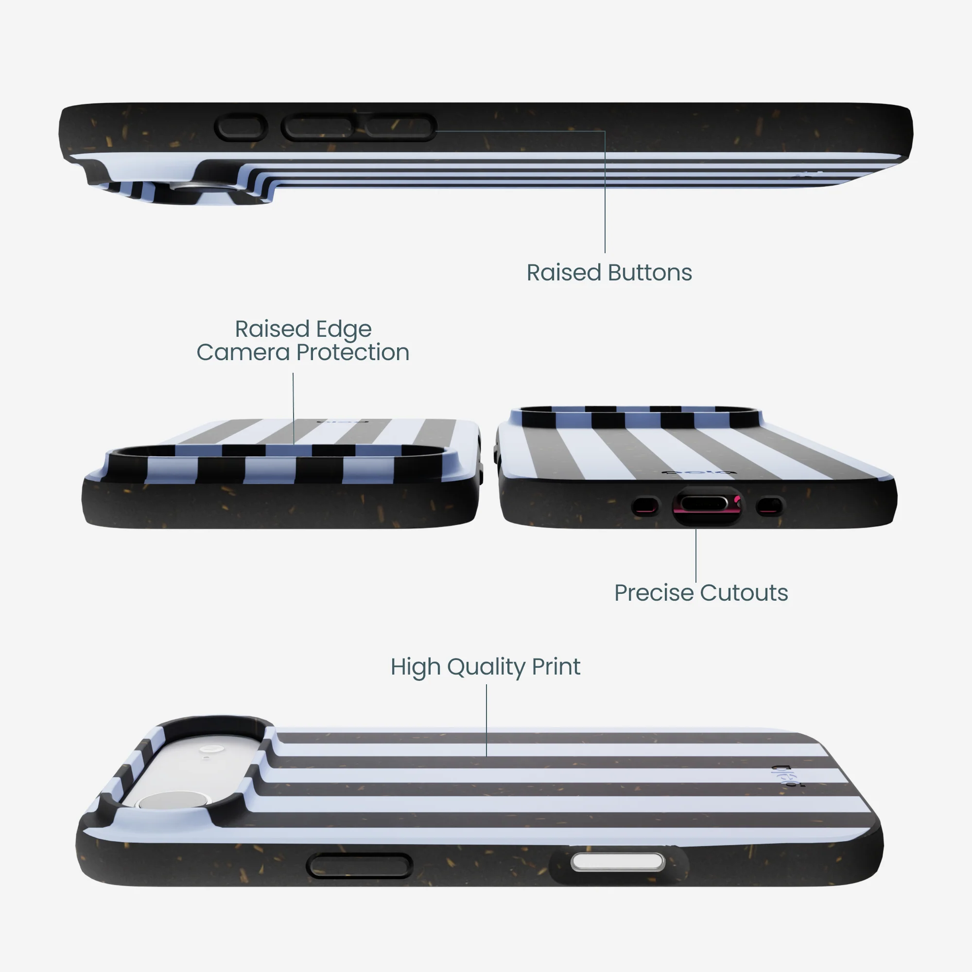 Black Ice Blue Stripes iPhone Air Case - Image 3