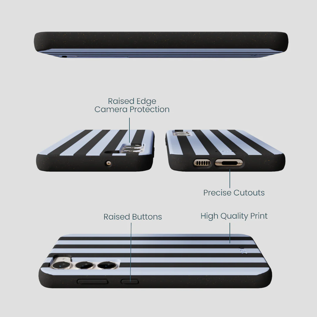 Black Ice Blue Stripes Samsung Galaxy S23+(Plus) Case - Image 2