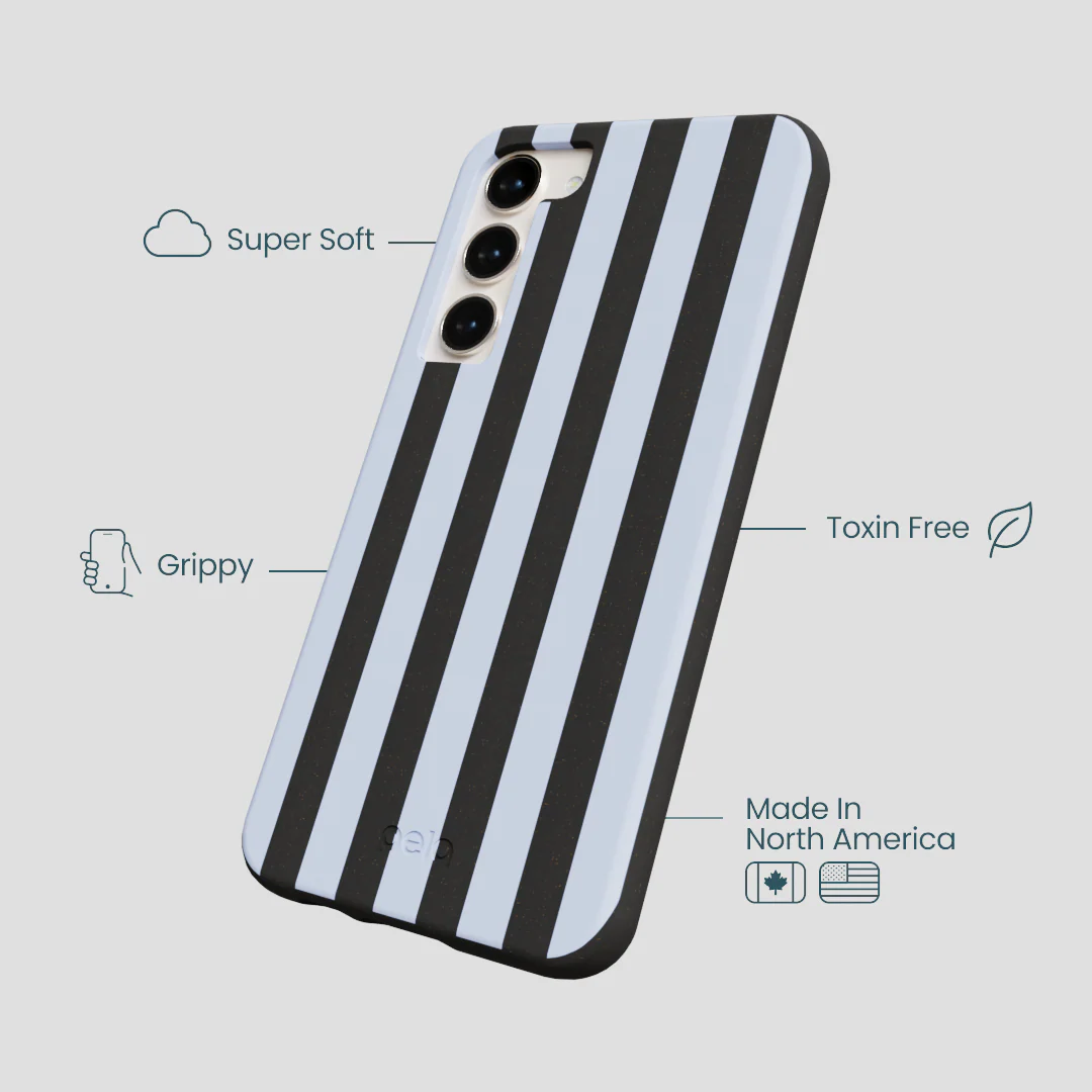 Black Ice Blue Stripes Samsung Galaxy S23+(Plus) Case - Image 3