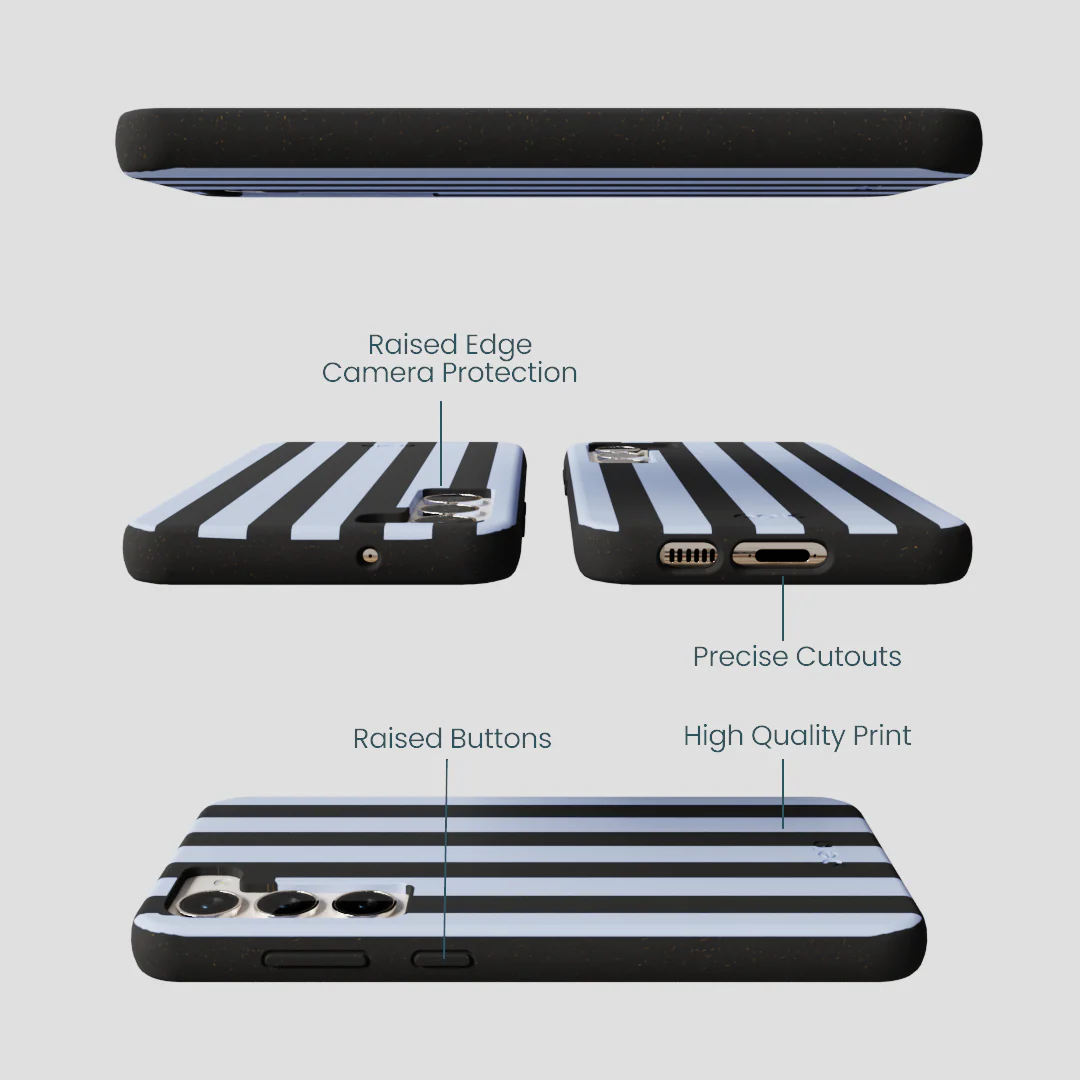 Black Ice Blue Stripes Samsung Galaxy S24+(Plus) Case - Image 2
