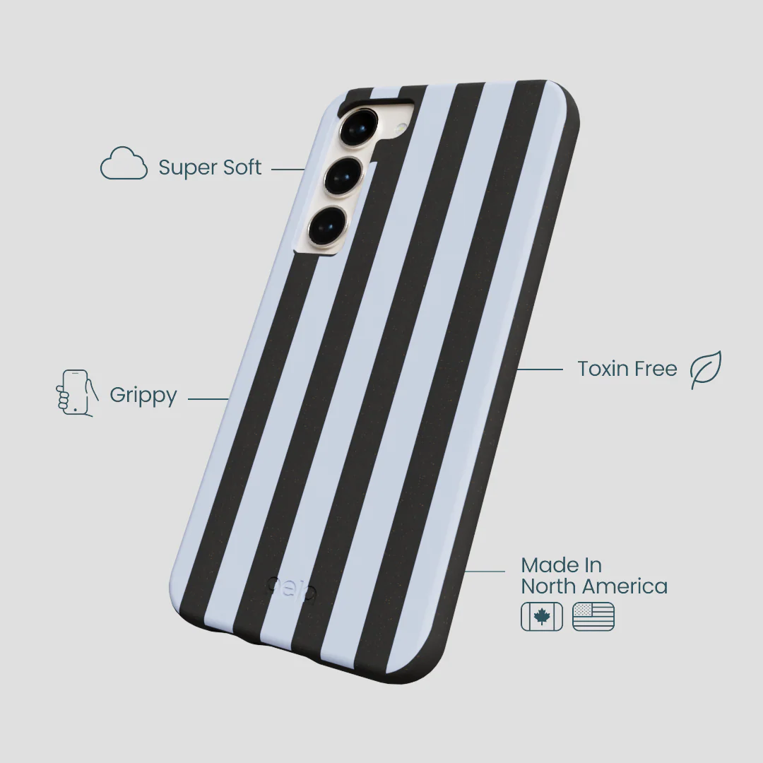 Black Ice Blue Stripes Samsung Galaxy S24+(Plus) Case - Image 3