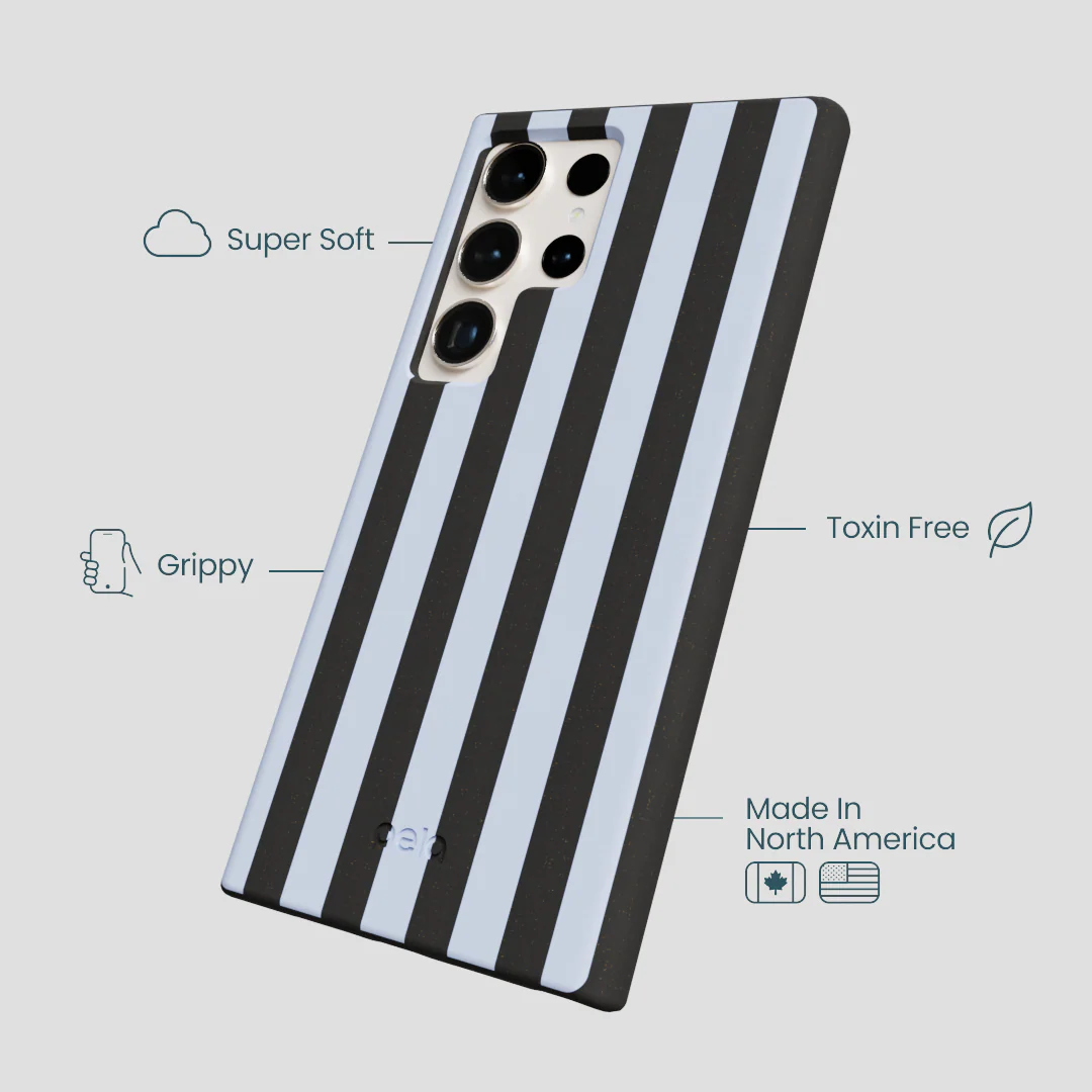 Black Ice Blue Stripes Samsung Galaxy S24 Ultra Case - Image 3