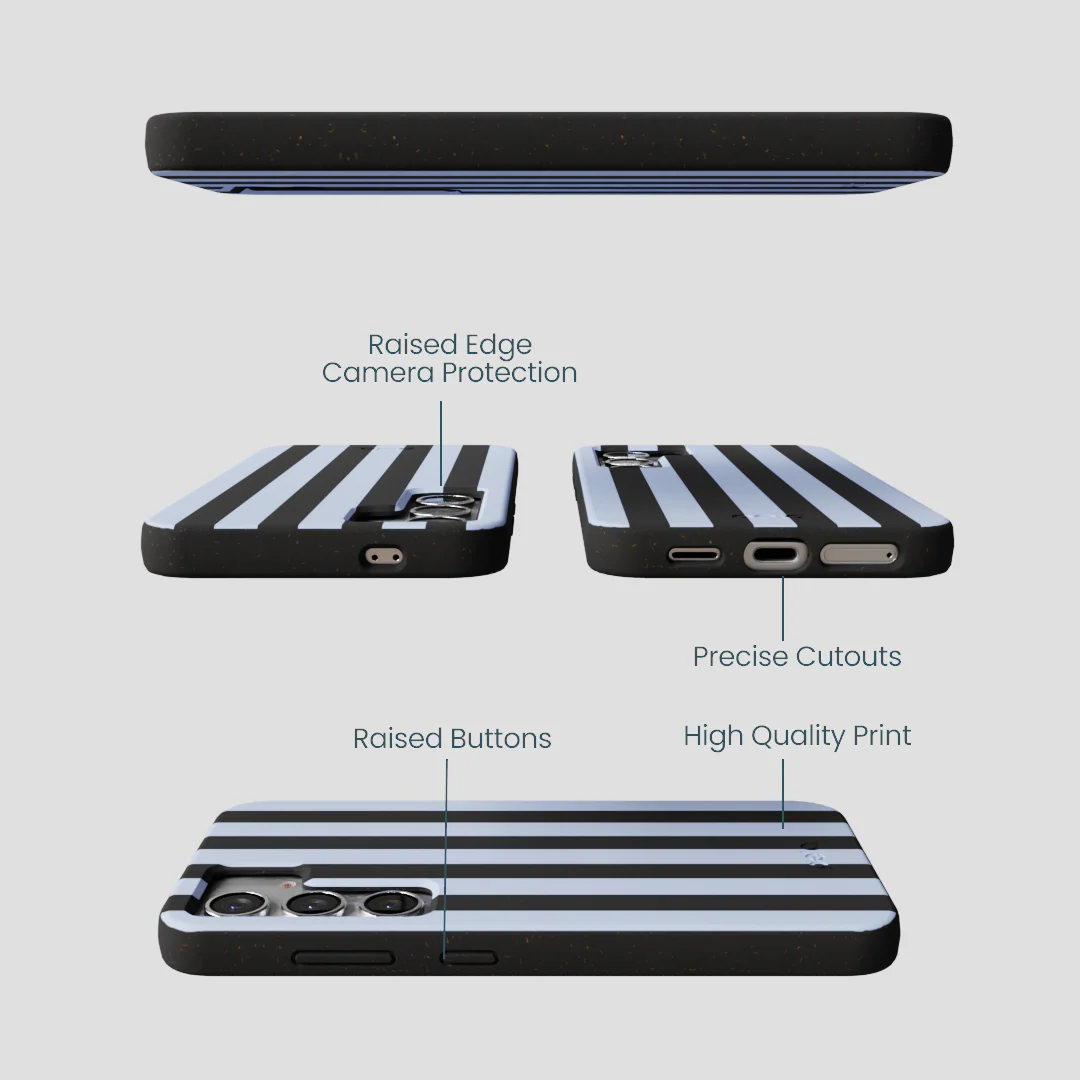Black Ice Blue Stripes Samsung Galaxy S25 Case - Image 2