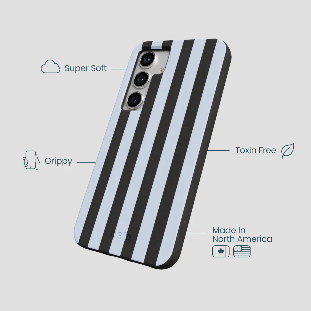Black Ice Blue Stripes Samsung Galaxy S25 Case - Image 3