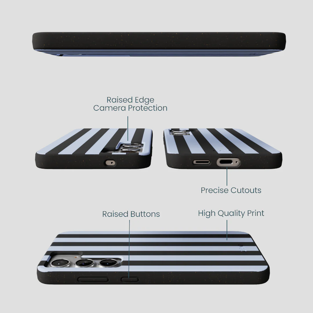 Black Ice Blue Stripes Samsung Galaxy S25+(Plus) Case - Image 2