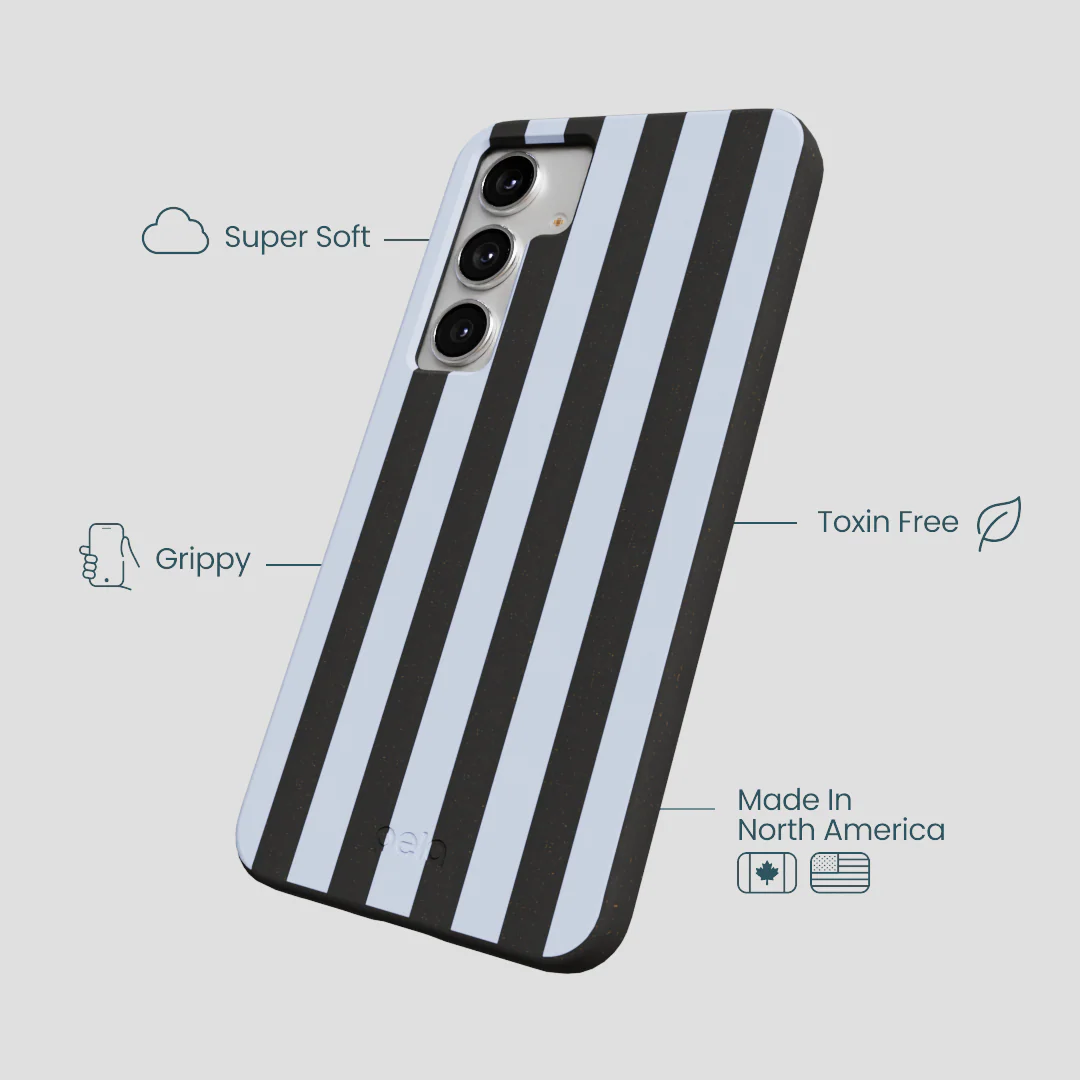 Black Ice Blue Stripes Samsung Galaxy S25+(Plus) Case - Image 3