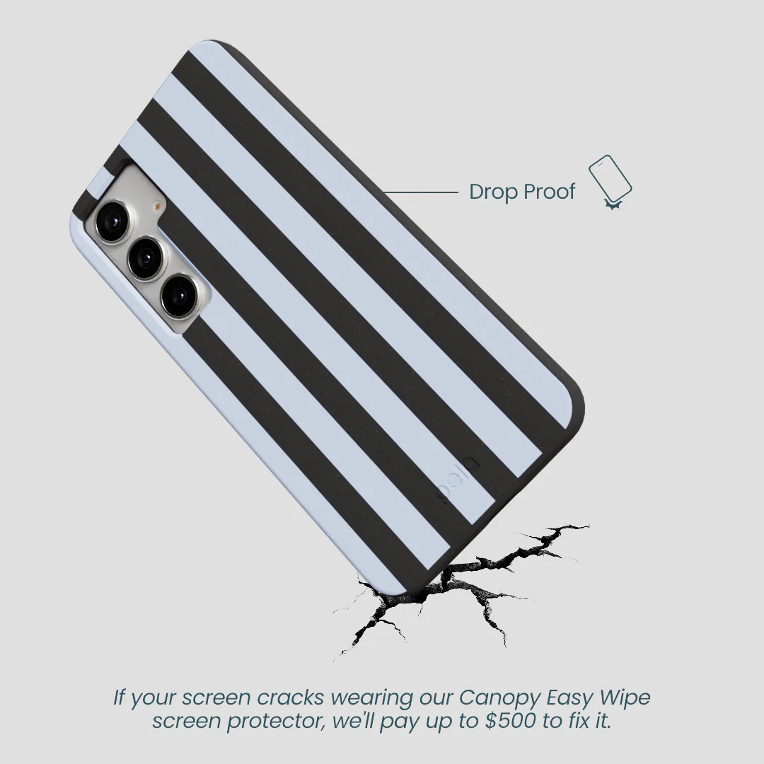 Black Ice Blue Stripes Samsung Galaxy S25+(Plus) Case - Image 4