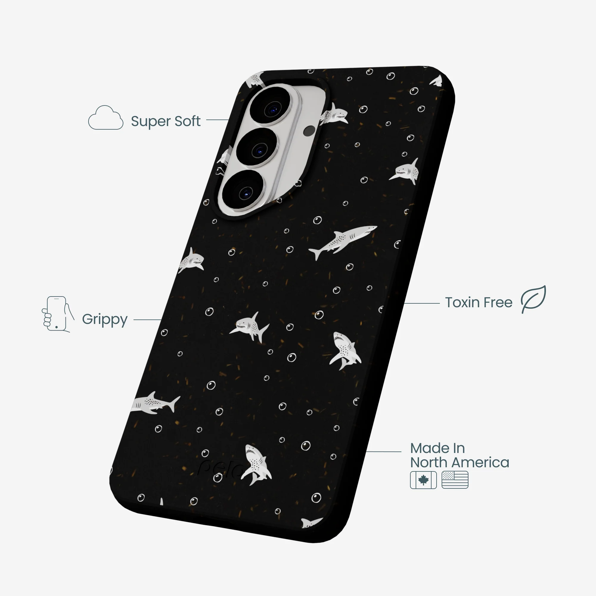 Black Lil Sharks Samsung Galaxy S26 Case - Image 3