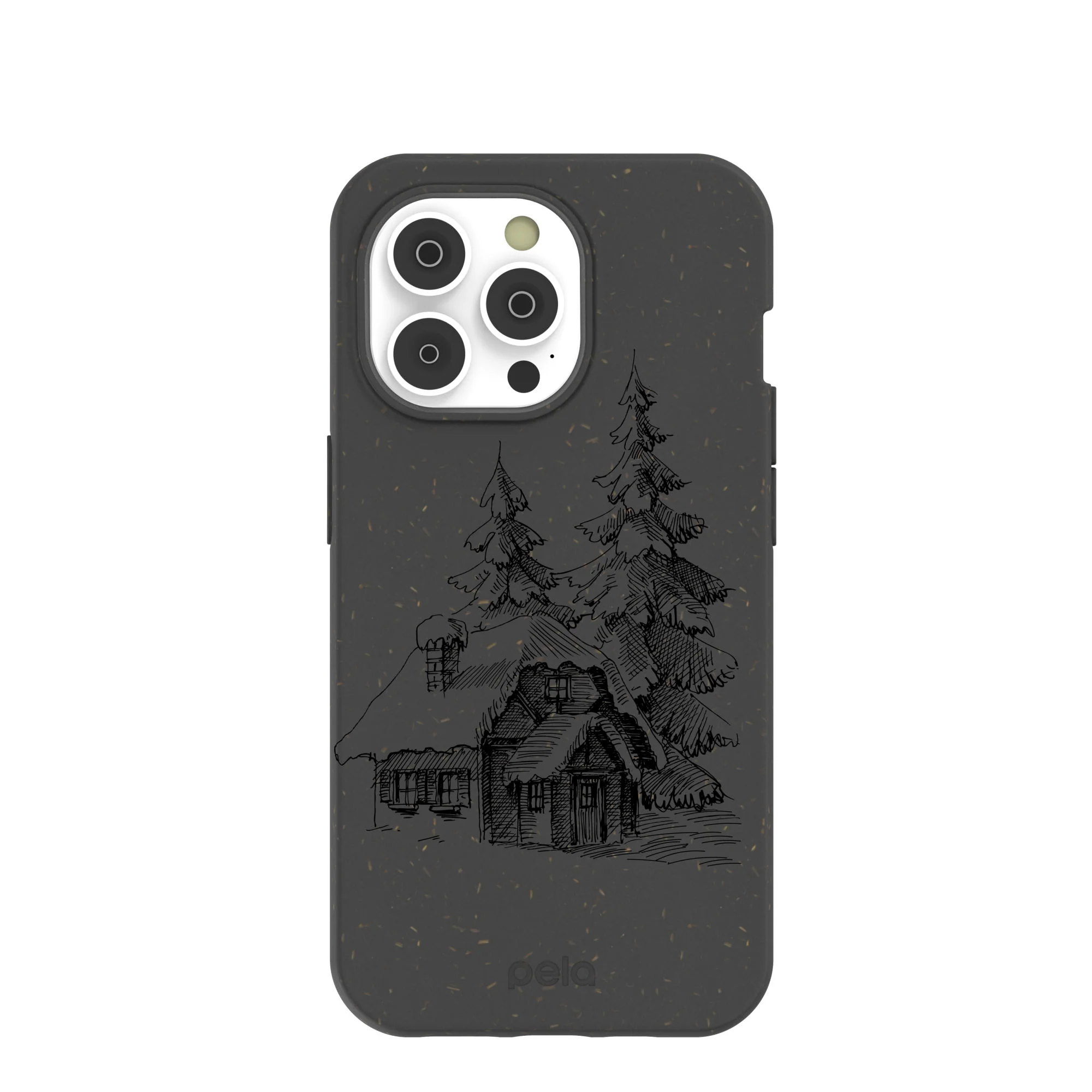 Black Lone Cabin iPhone 14 Pro Case