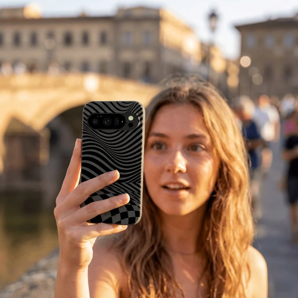 Black Melted Checkers Google Pixel 10/10 Pro Case - Image 2