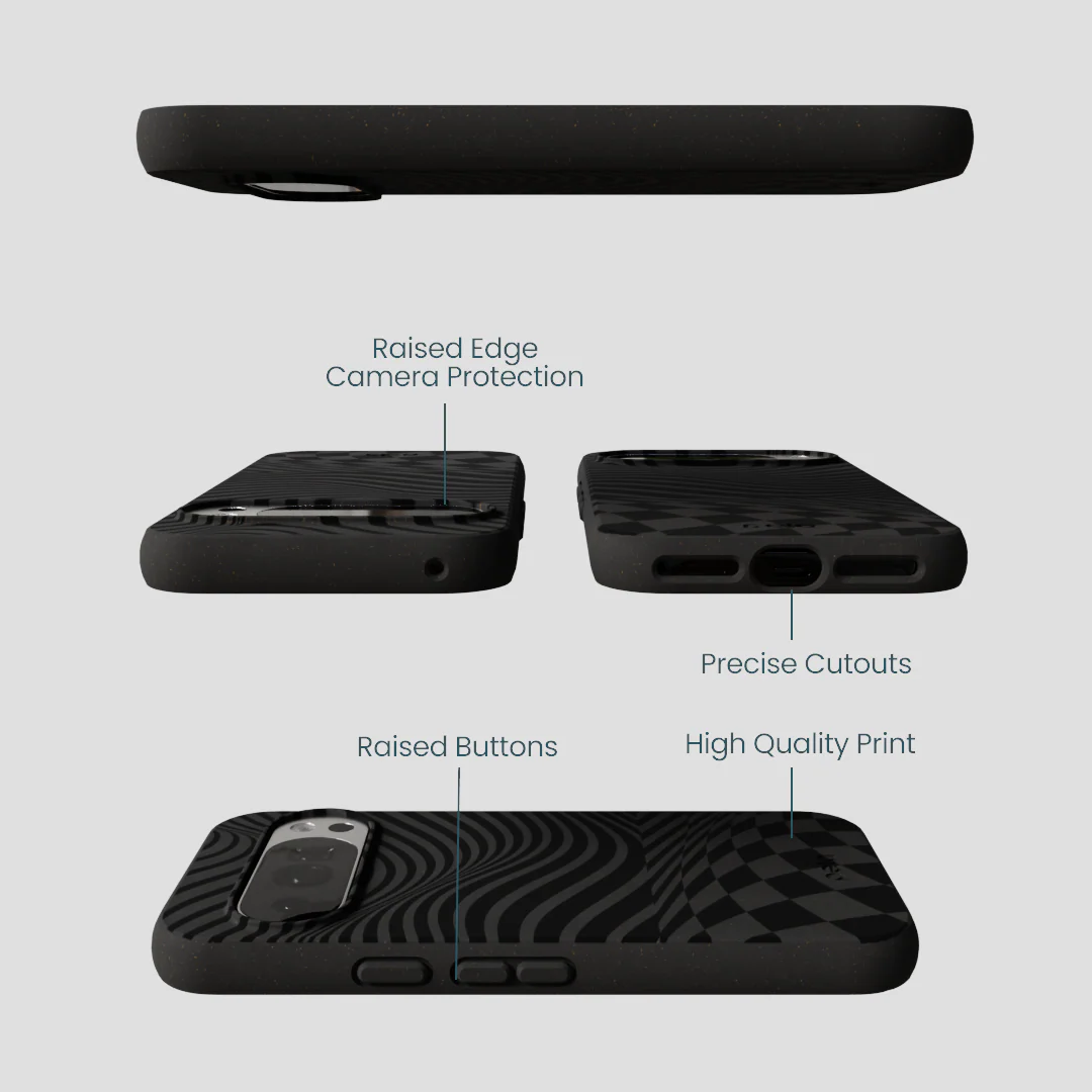 Black Melted Checkers Google Pixel 10/10 Pro Case - Image 3