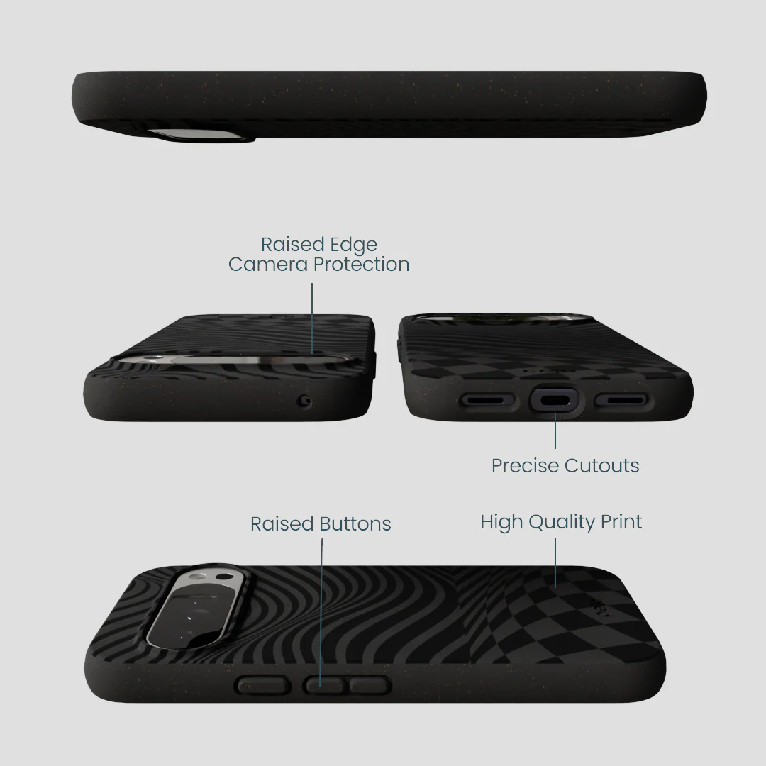 Black Melted Checkers Google Pixel 10 Pro XL Case - Image 3