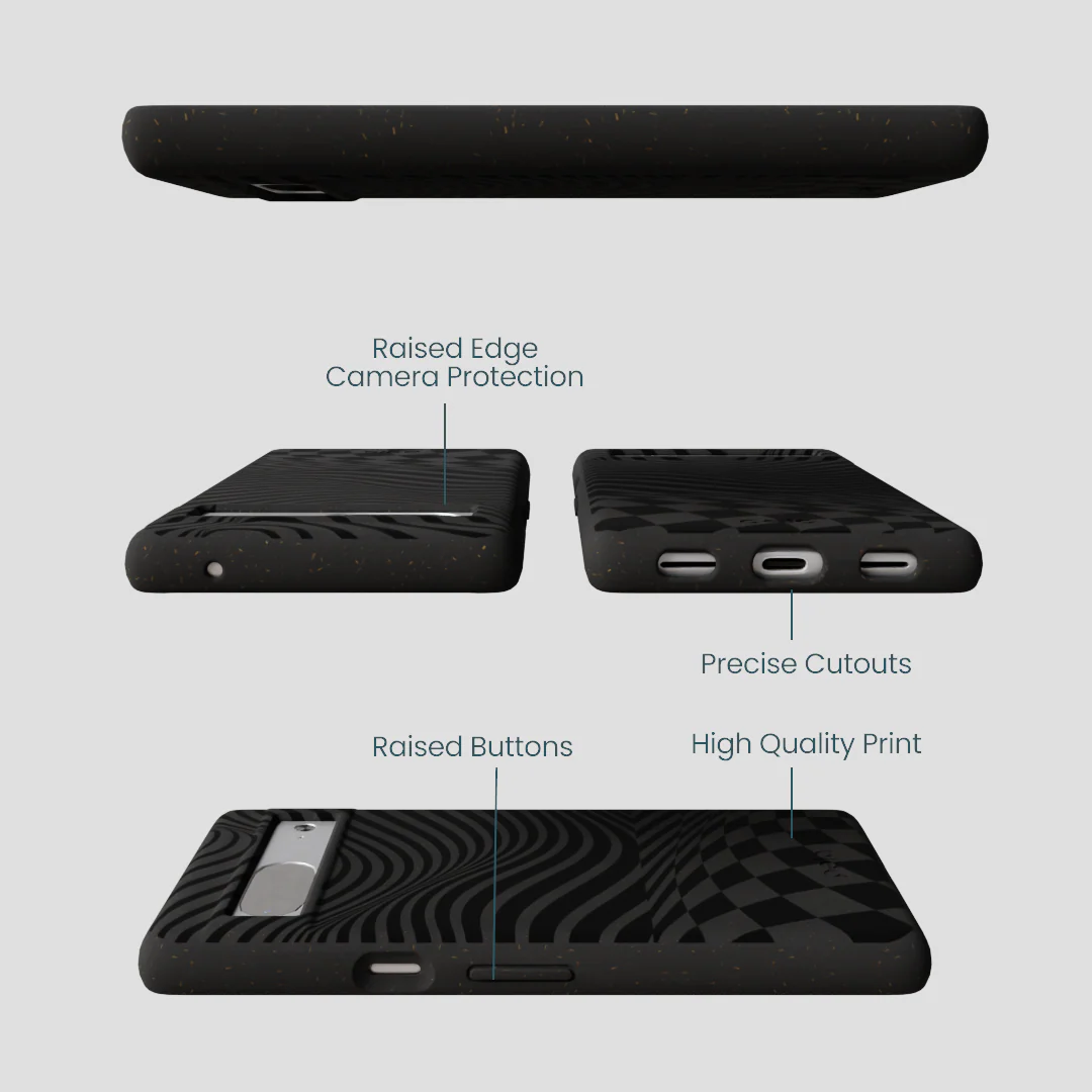 Black Melted Checkers Google Pixel 7 Case - Image 3