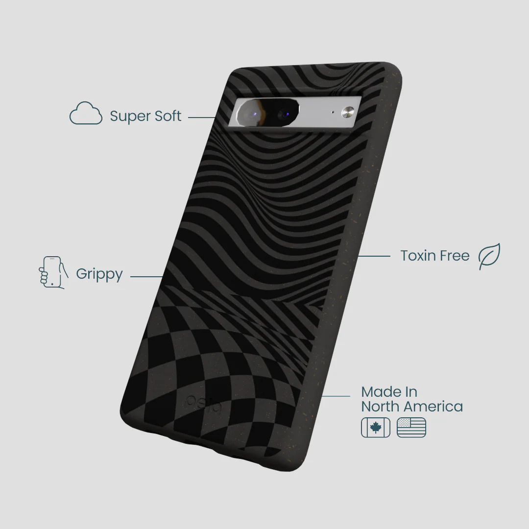 Black Melted Checkers Google Pixel 7 Case - Image 4