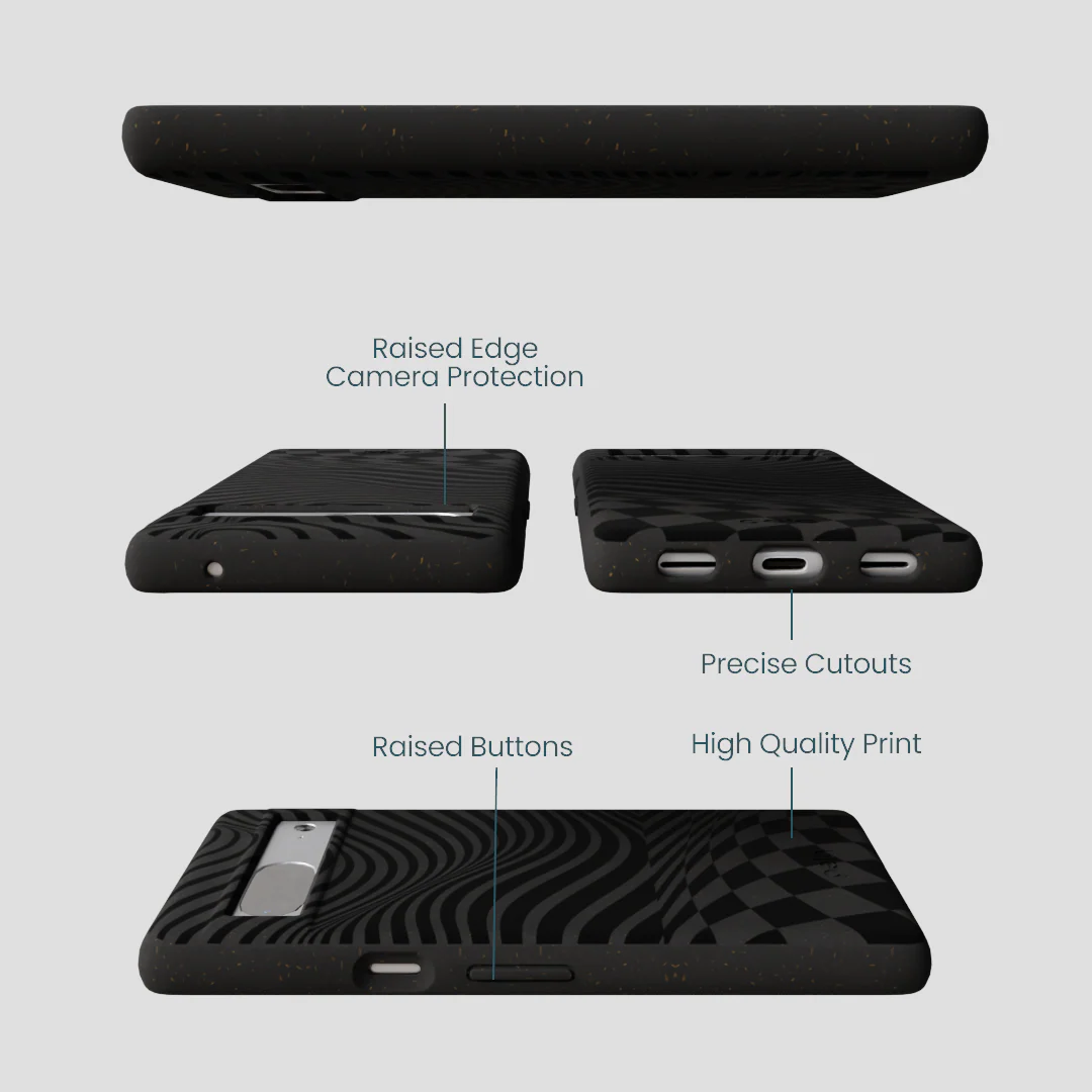 Black Melted Checkers Google Pixel 7a Case - Image 3