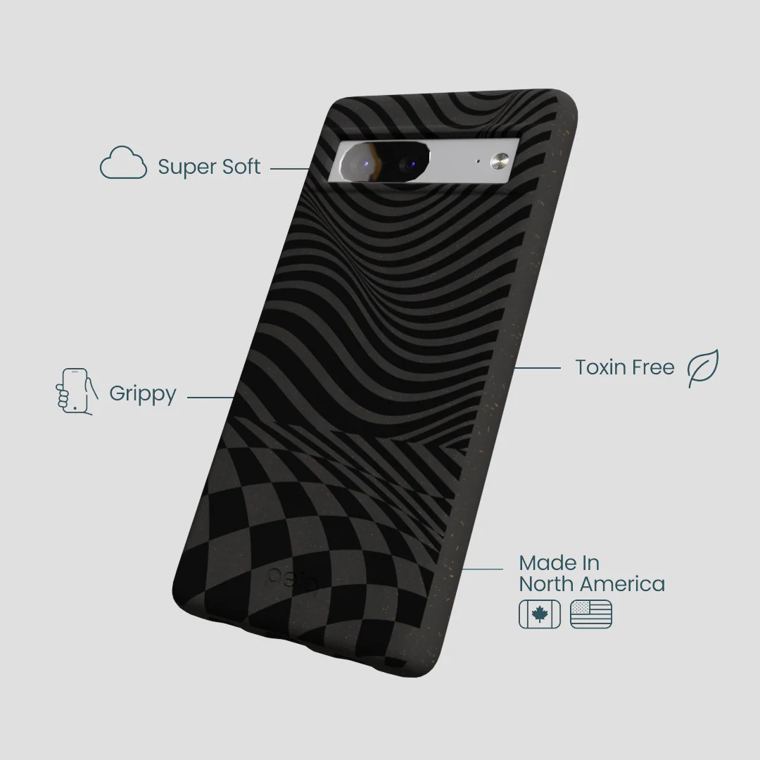 Black Melted Checkers Google Pixel 7a Case - Image 4