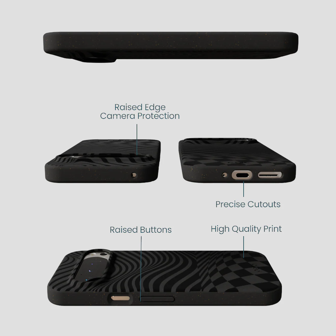 Black Melted Checkers Google Pixel 9/9 Pro Case - Image 3