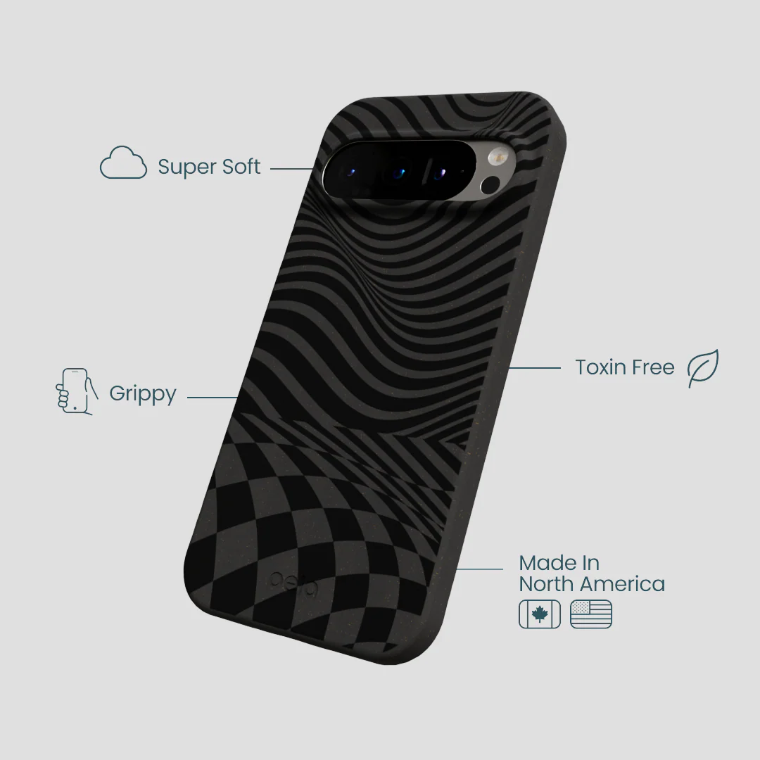 Black Melted Checkers Google Pixel 9/9 Pro Case - Image 4