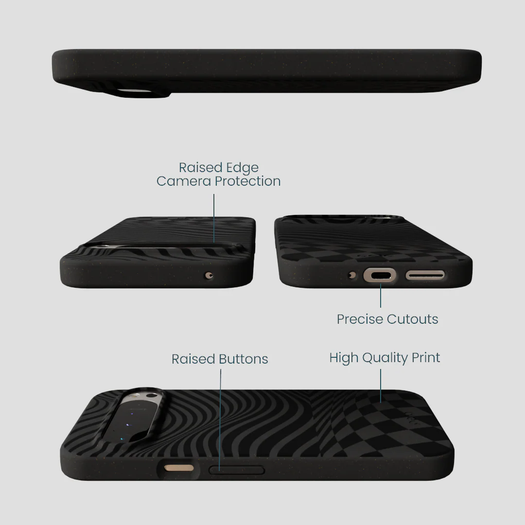 Black Melted Checkers Google Pixel 9 Pro XL Case - Image 3