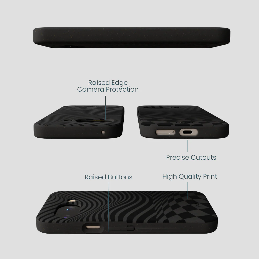 Black Melted Checkers Google Pixel 9a Case - Image 3