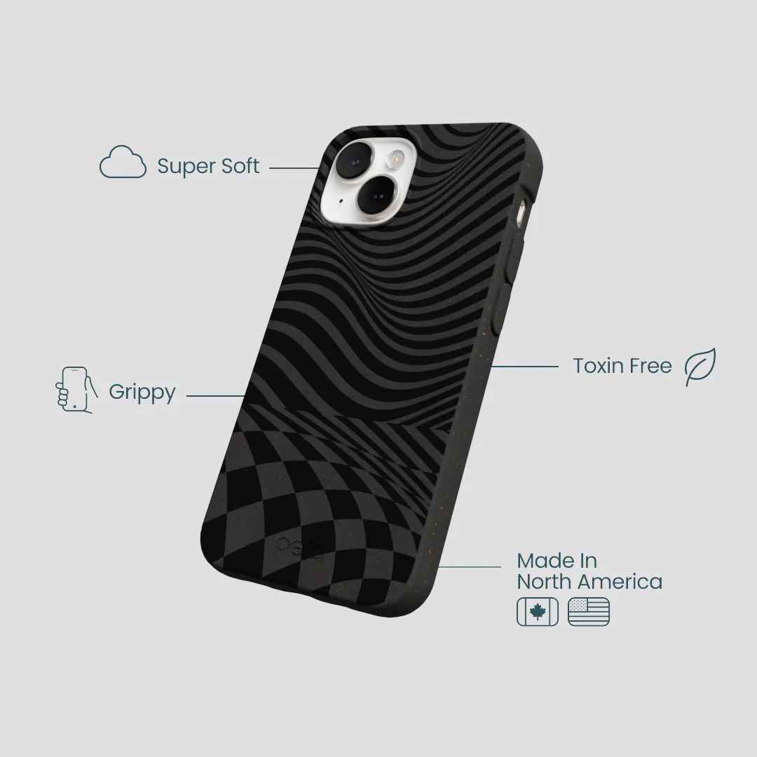 Black Melted Checkers iPhone 13 Mini Case - Image 4