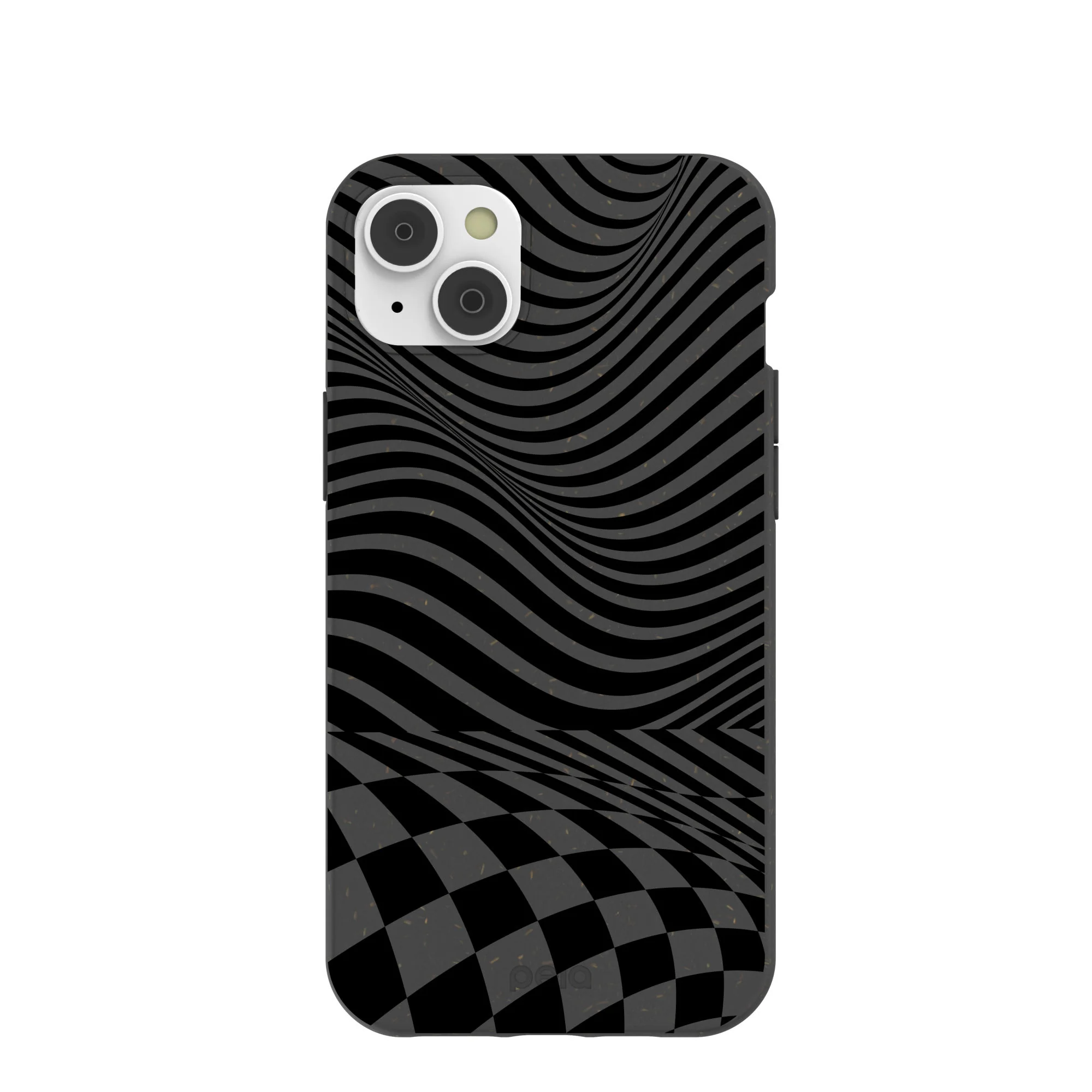 Black Melted Checkers iPhone 14 Plus Case