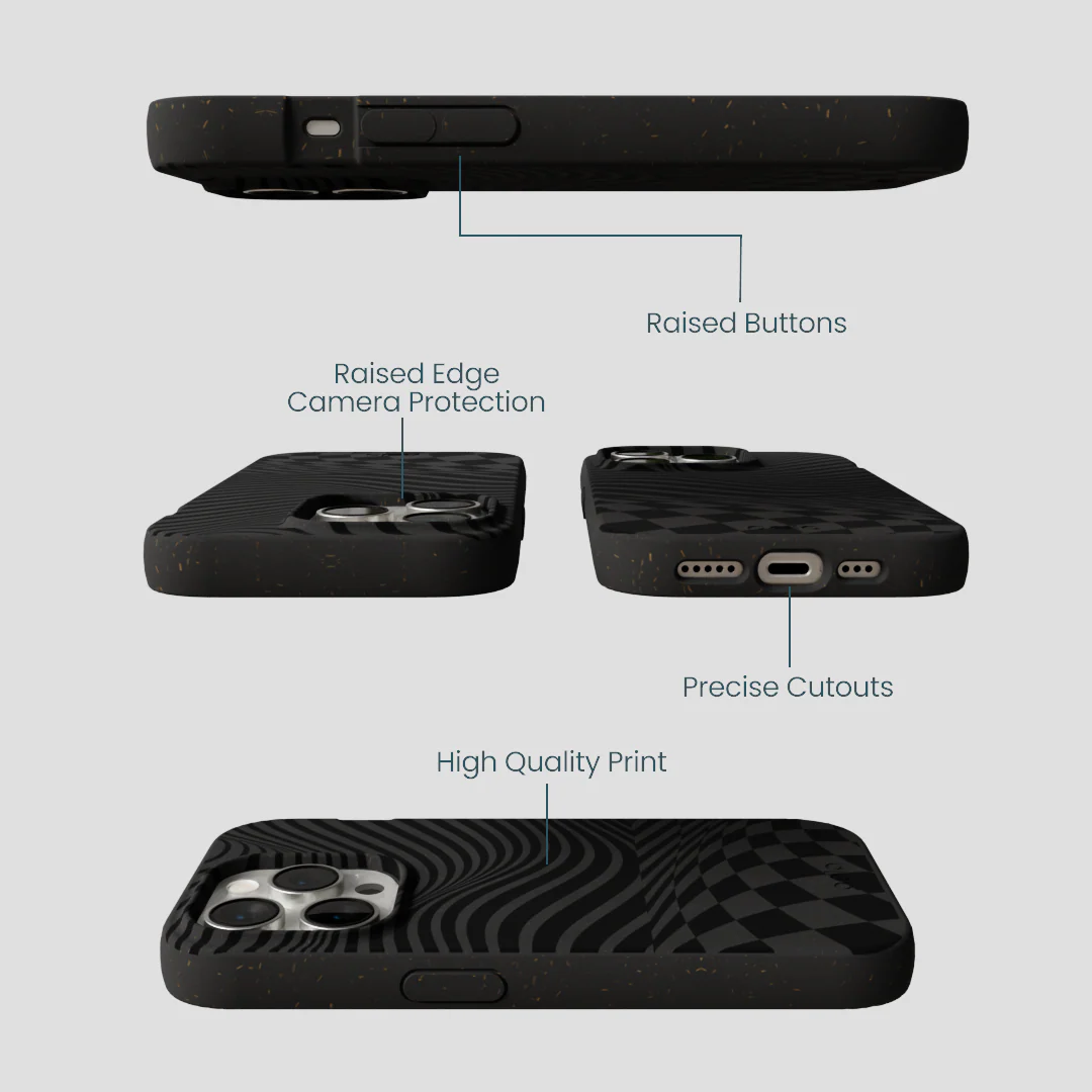 Black Melted Checkers iPhone 14 Pro Case - Image 3
