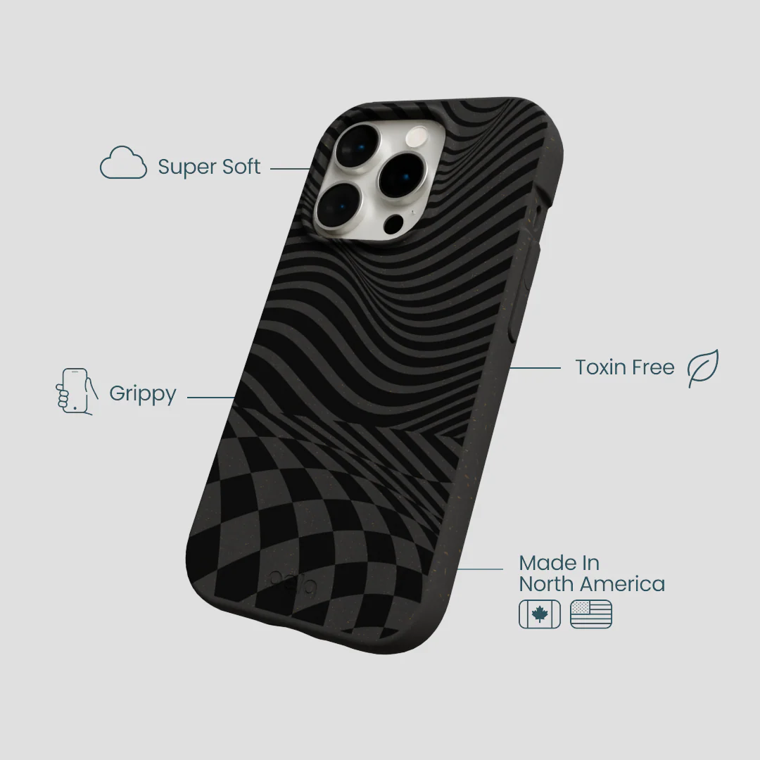 Black Melted Checkers iPhone 14 Pro Case - Image 4