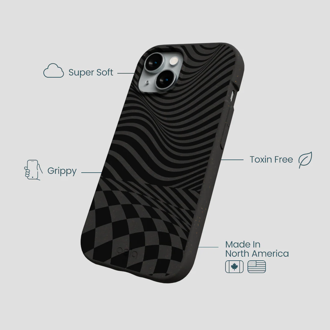 Black Melted Checkers iPhone 15 Case - Image 4