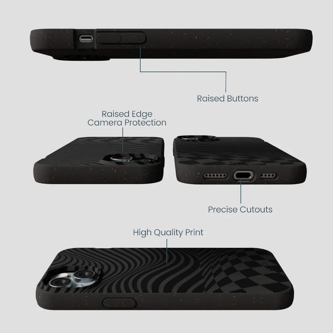 Black Melted Checkers iPhone 15 Plus Case - Image 3