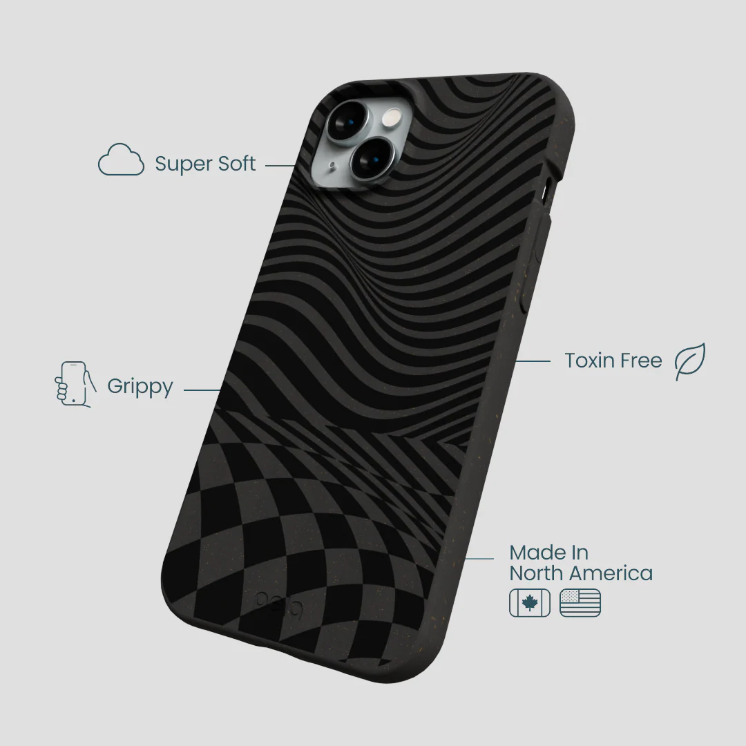 Black Melted Checkers iPhone 15 Plus Case - Image 4