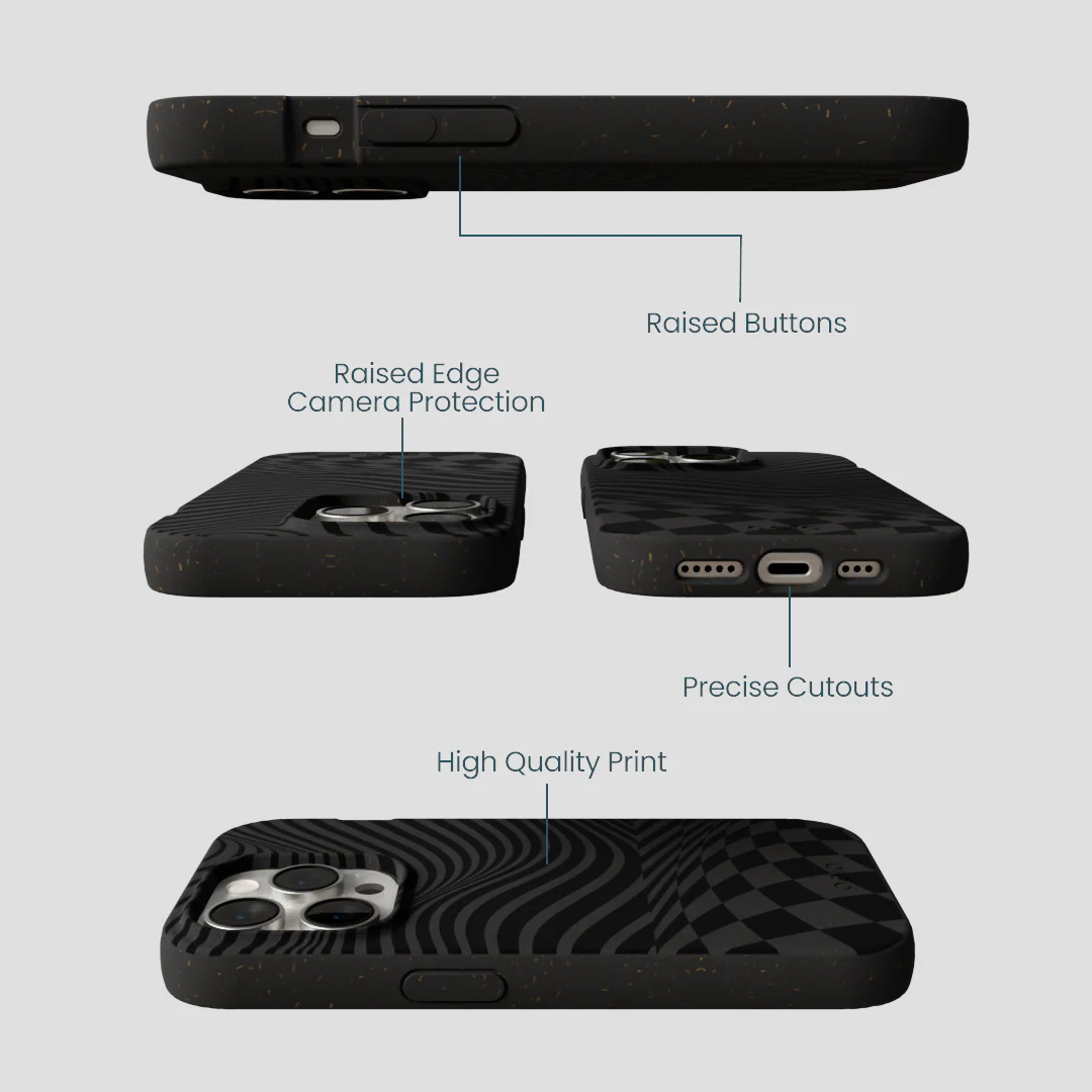 Black Melted Checkers iPhone 15 Pro Case - Image 3