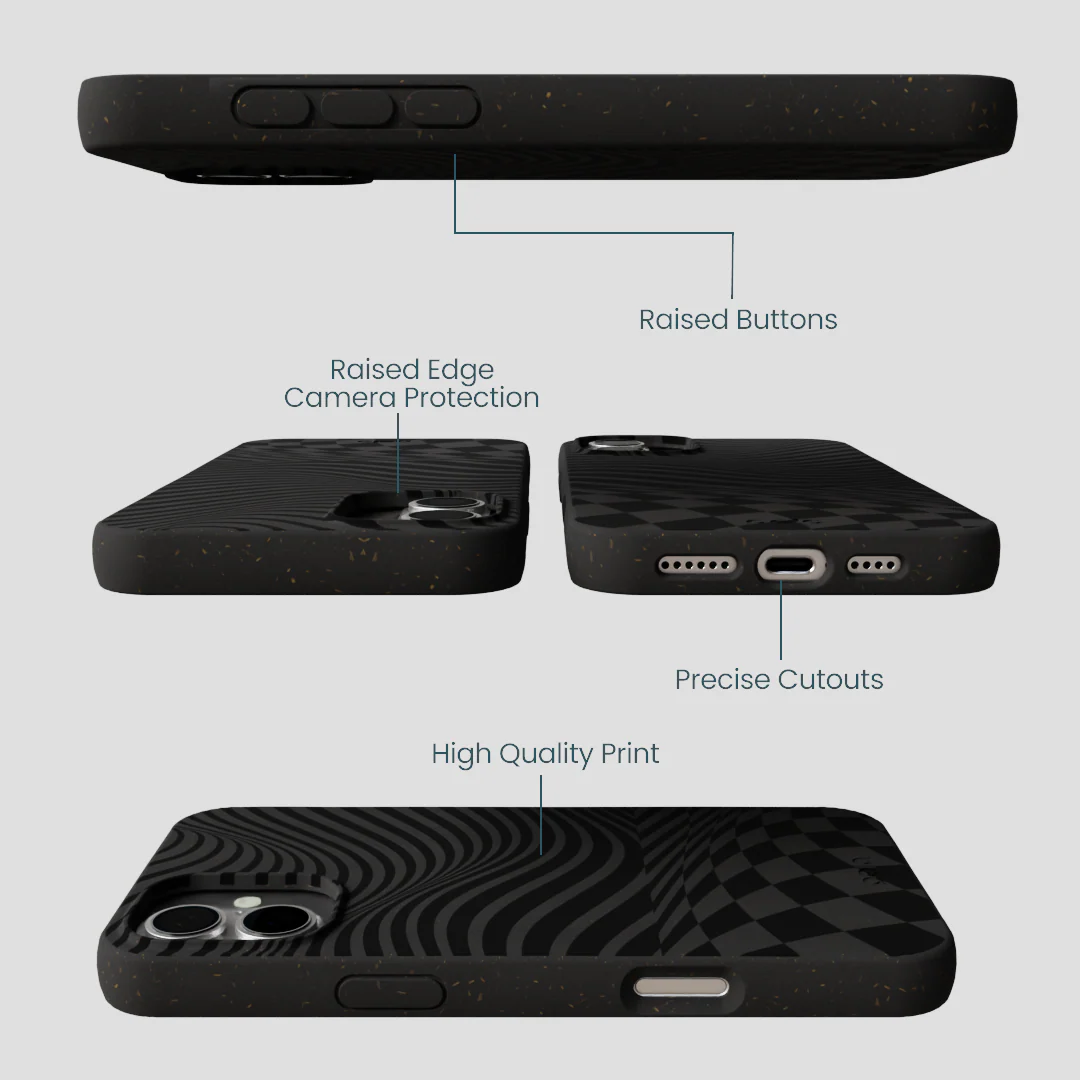 Black Melted Checkers iPhone 16 Plus Case - Image 3
