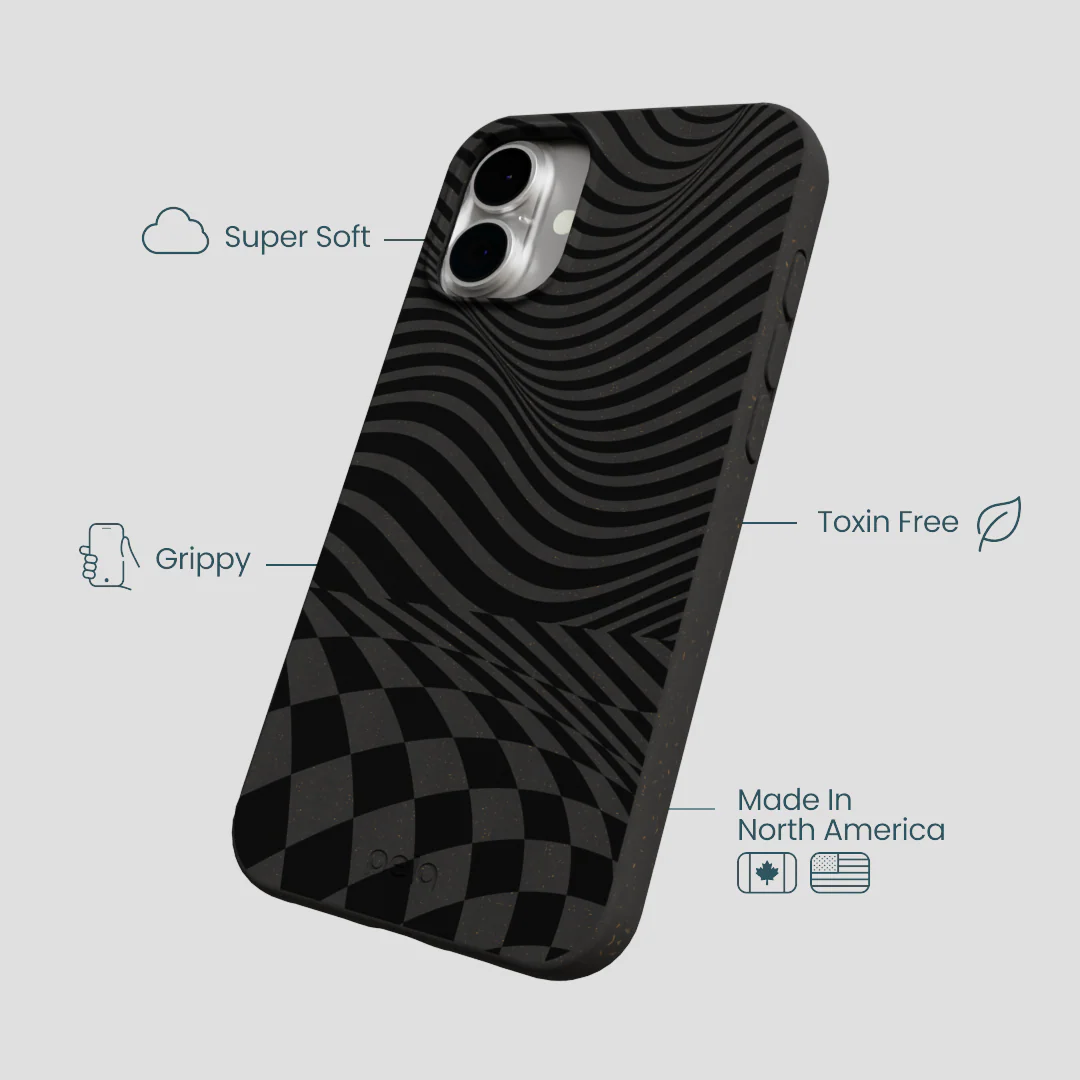 Black Melted Checkers iPhone 16 Plus Case - Image 4