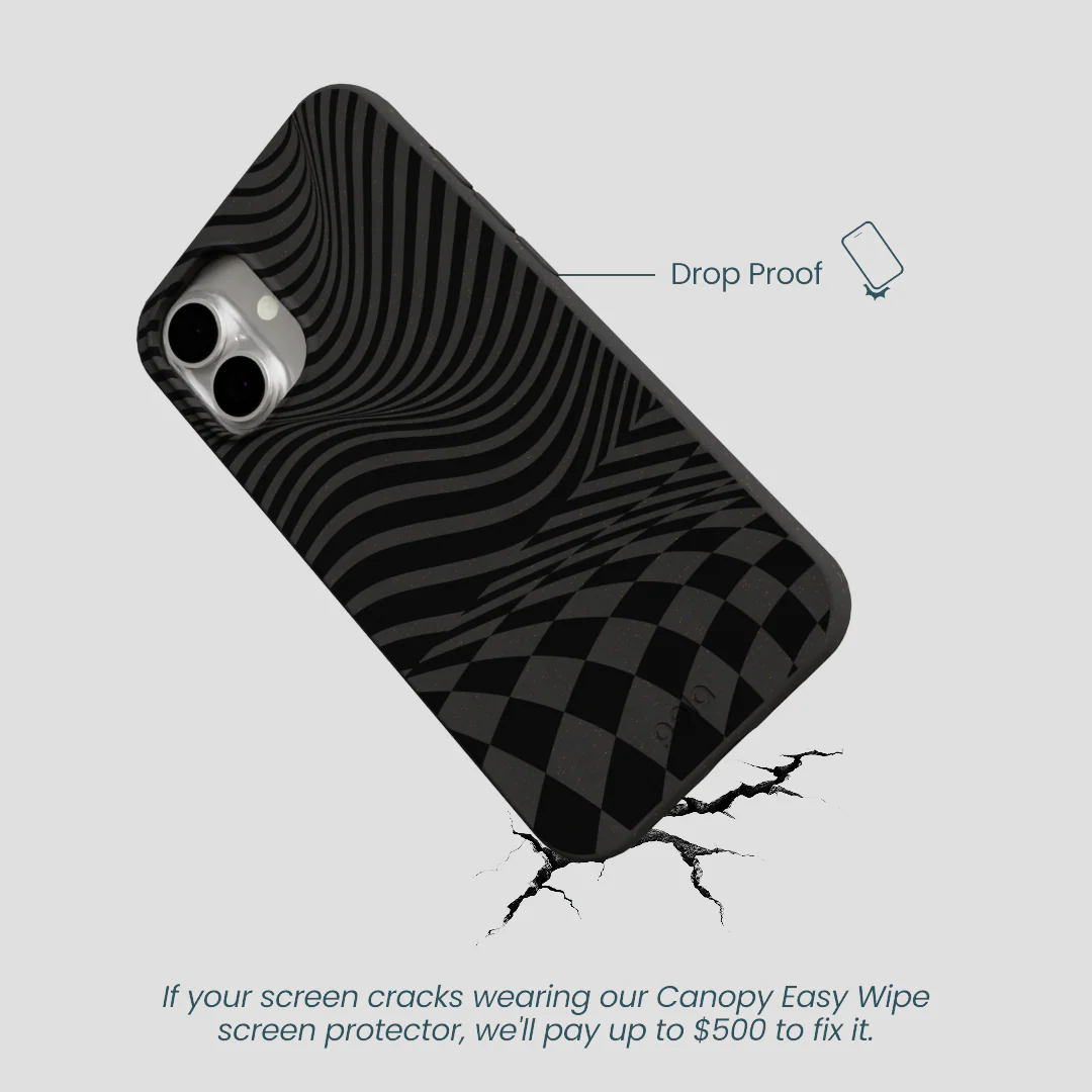 Black Melted Checkers iPhone 16 Plus Case - Image 5
