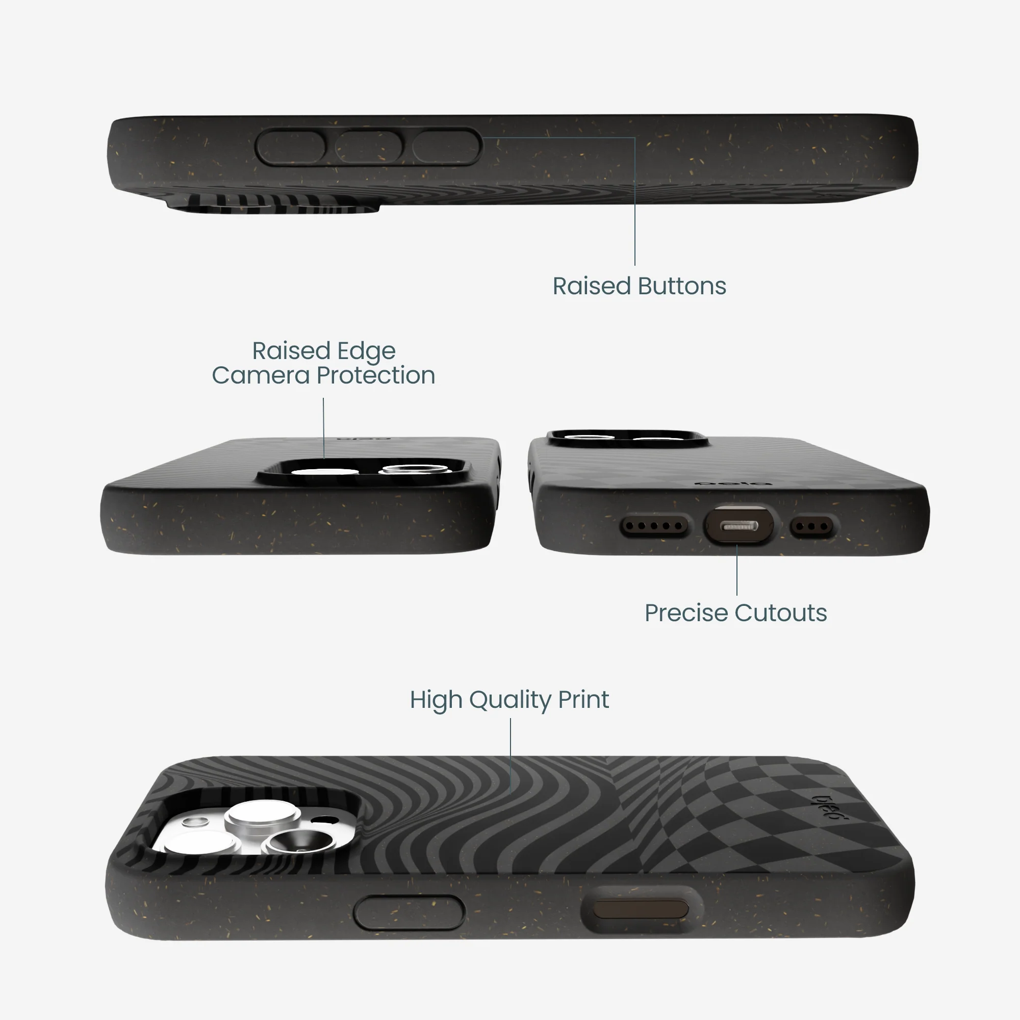 Black Melted Checkers iPhone 16 Pro Max Case - Image 3