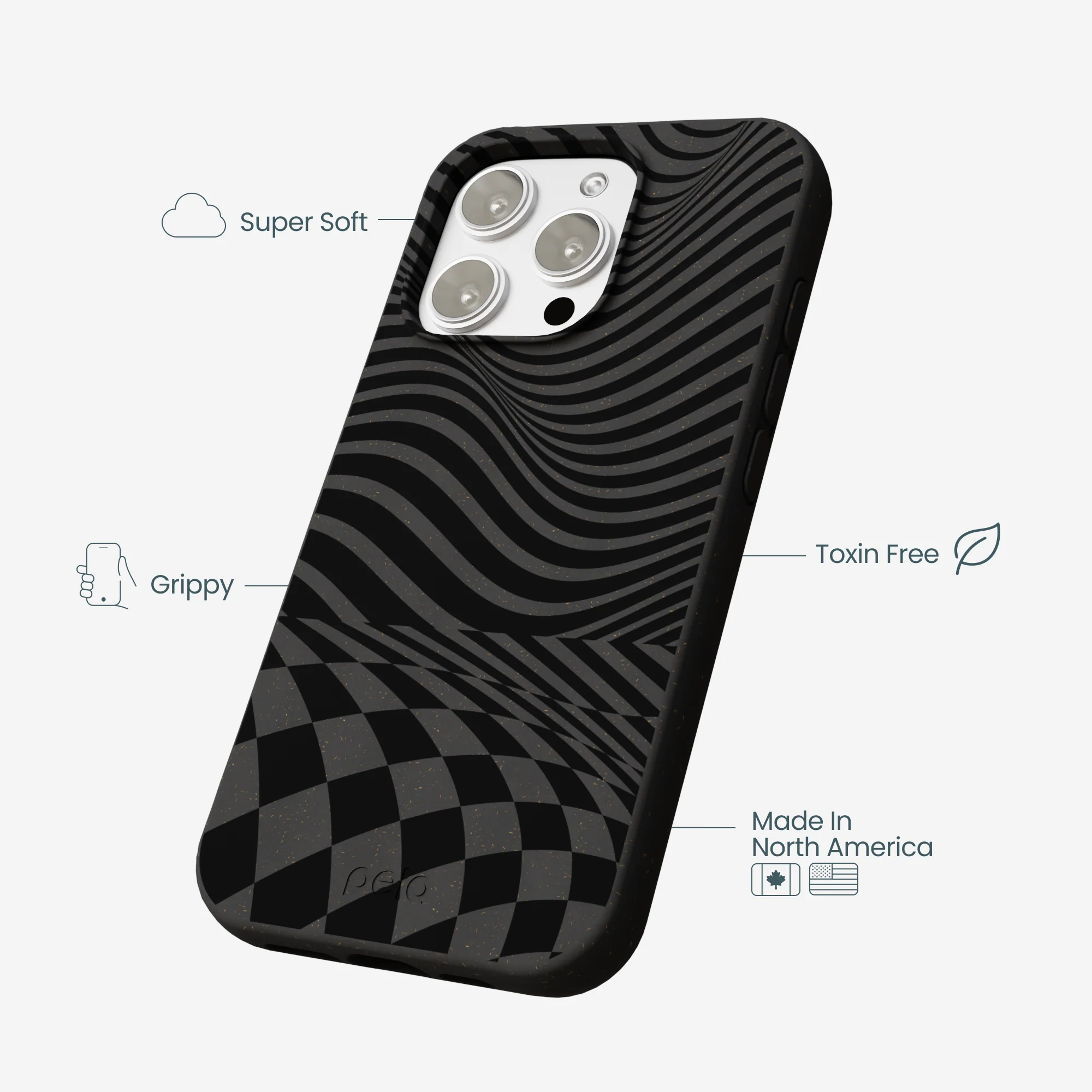 Black Melted Checkers iPhone 16 Pro Max Case - Image 4
