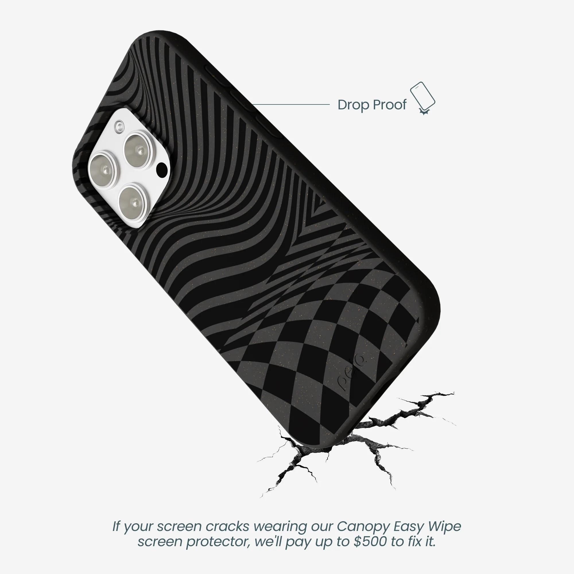 Black Melted Checkers iPhone 16 Pro Max Case - Image 5