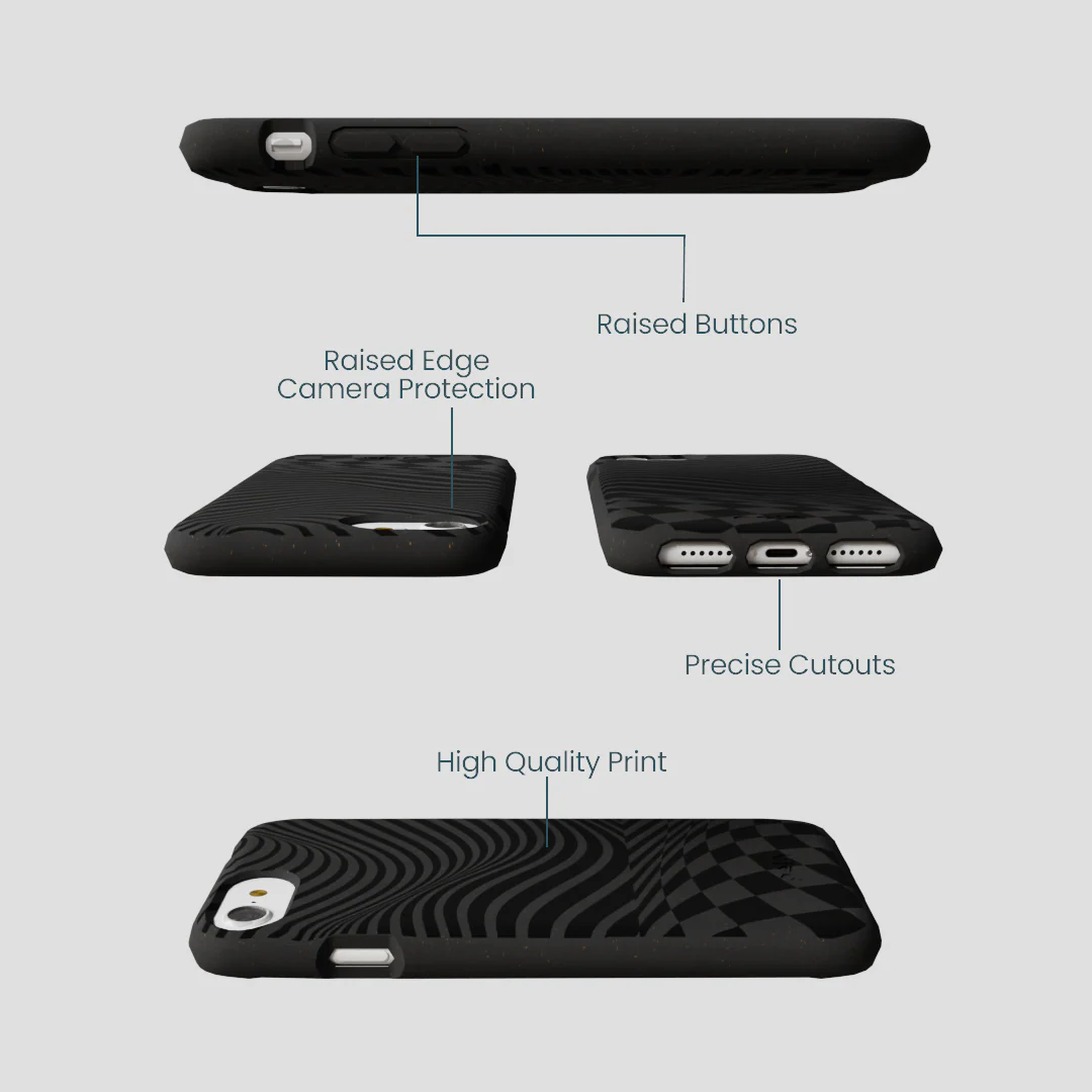 Black Melted Checkers iPhone 6/6s/7/8/SE Case - Image 3