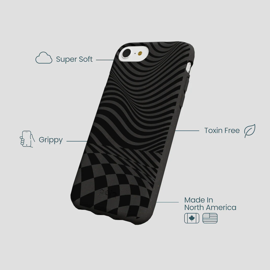 Black Melted Checkers iPhone 6/6s/7/8/SE Case - Image 4