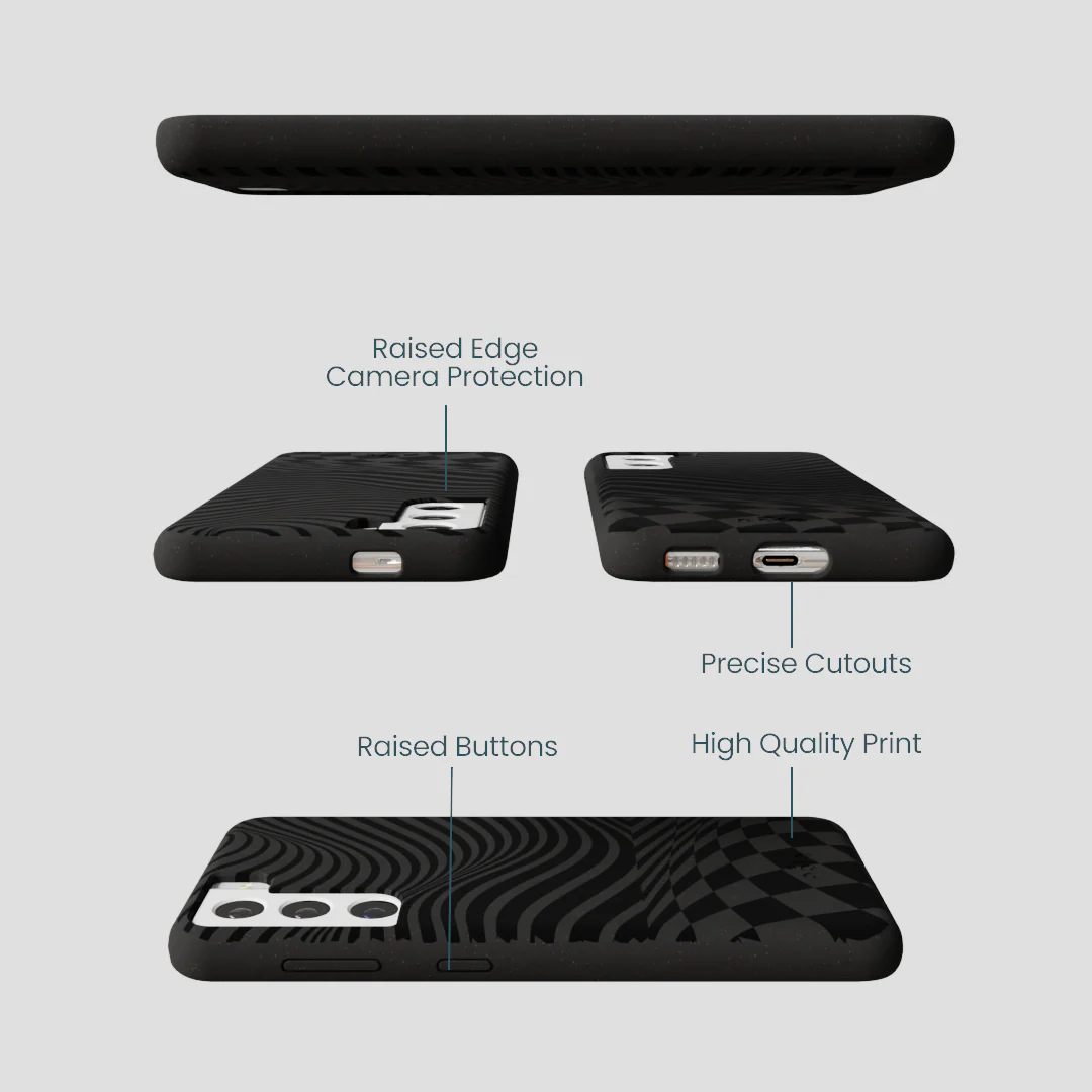 Black Melted Checkers Samsung Galaxy S21 Case - Image 3