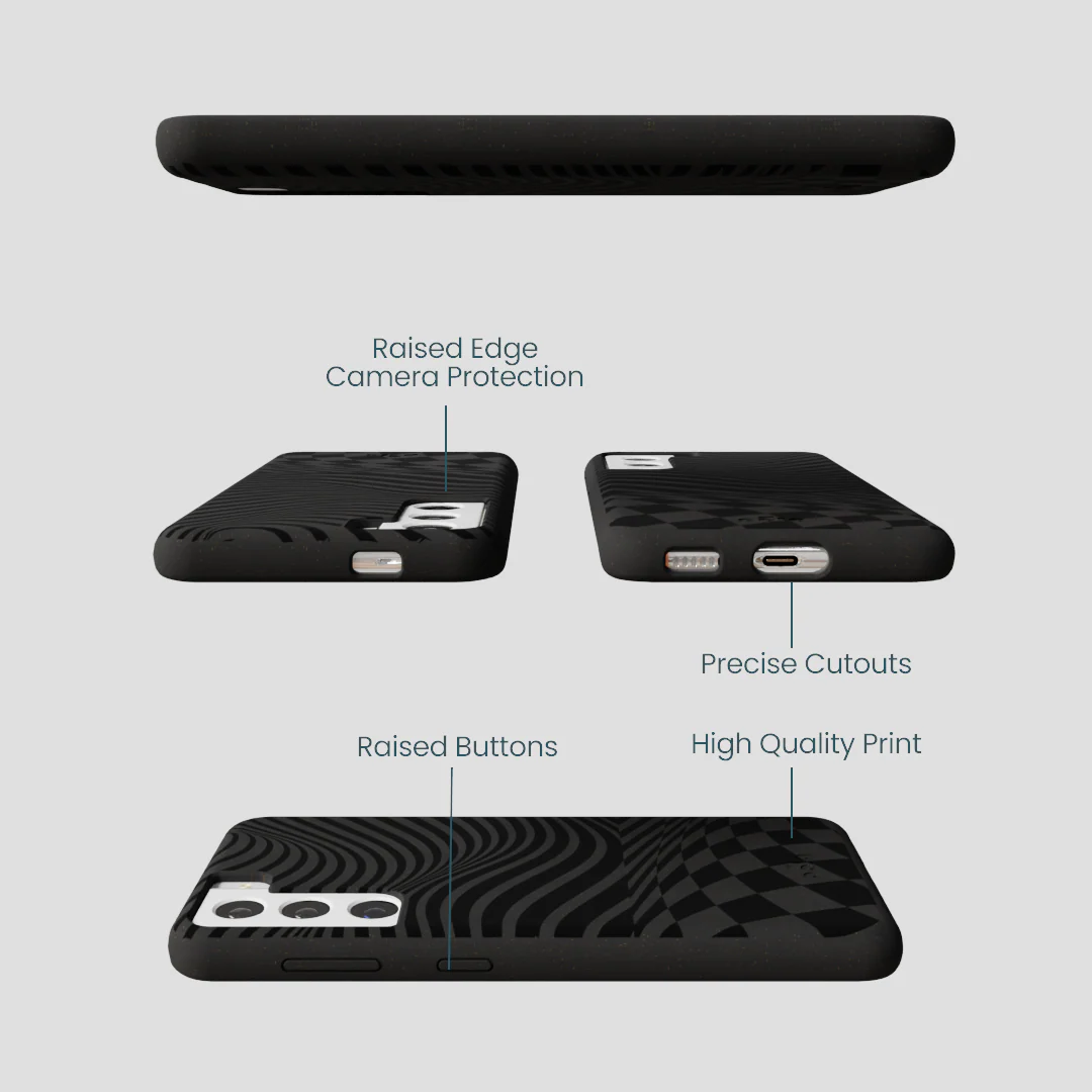 Black Melted Checkers Samsung Galaxy S22 Case - Image 3