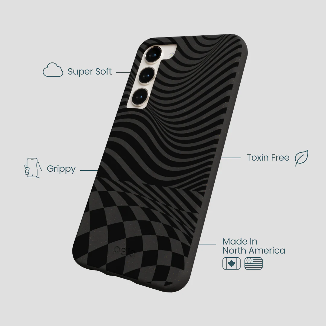Black Melted Checkers Samsung Galaxy S23+(Plus) Case - Image 4